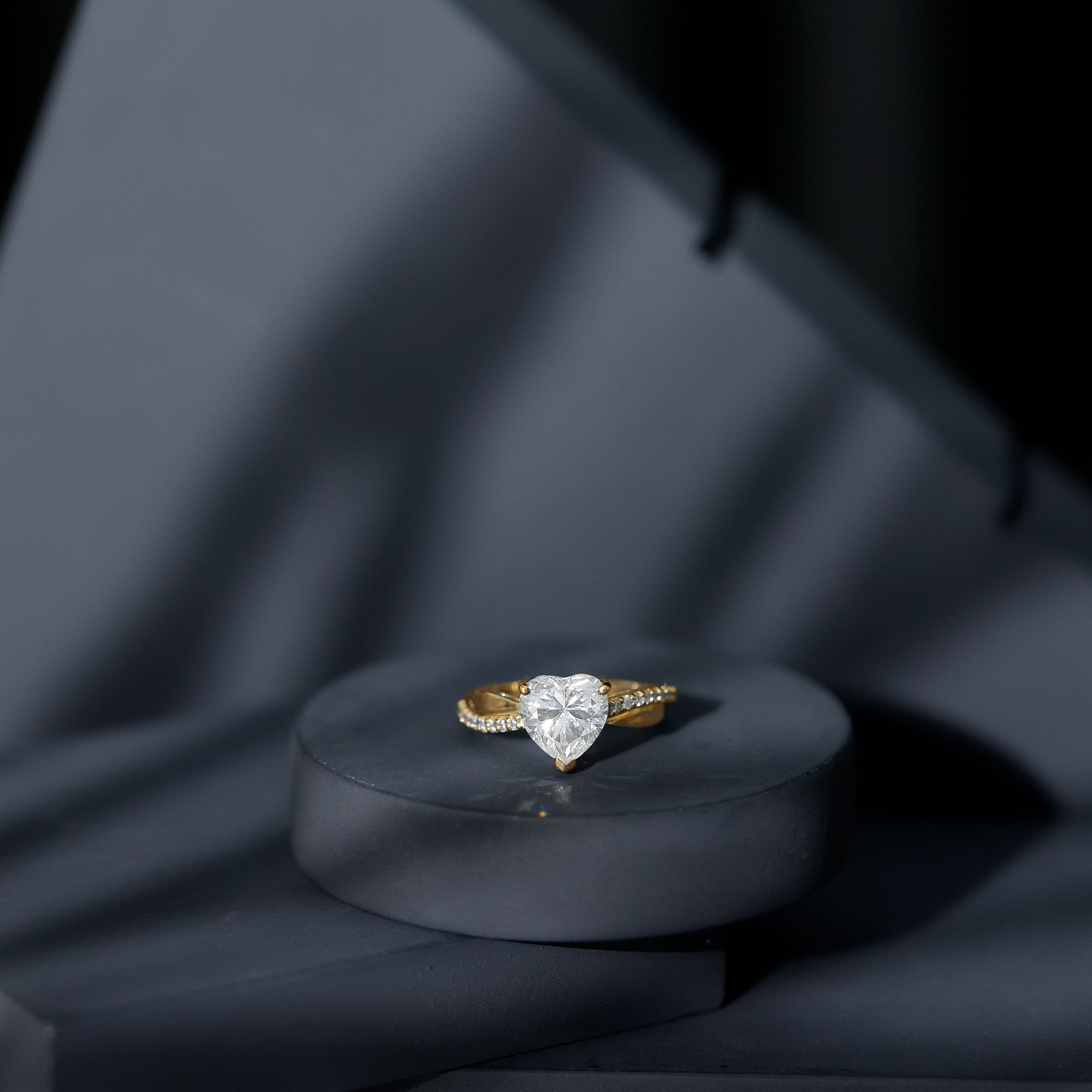 Lab Grown Diamond Heart Engagement Ring With Bypass Details