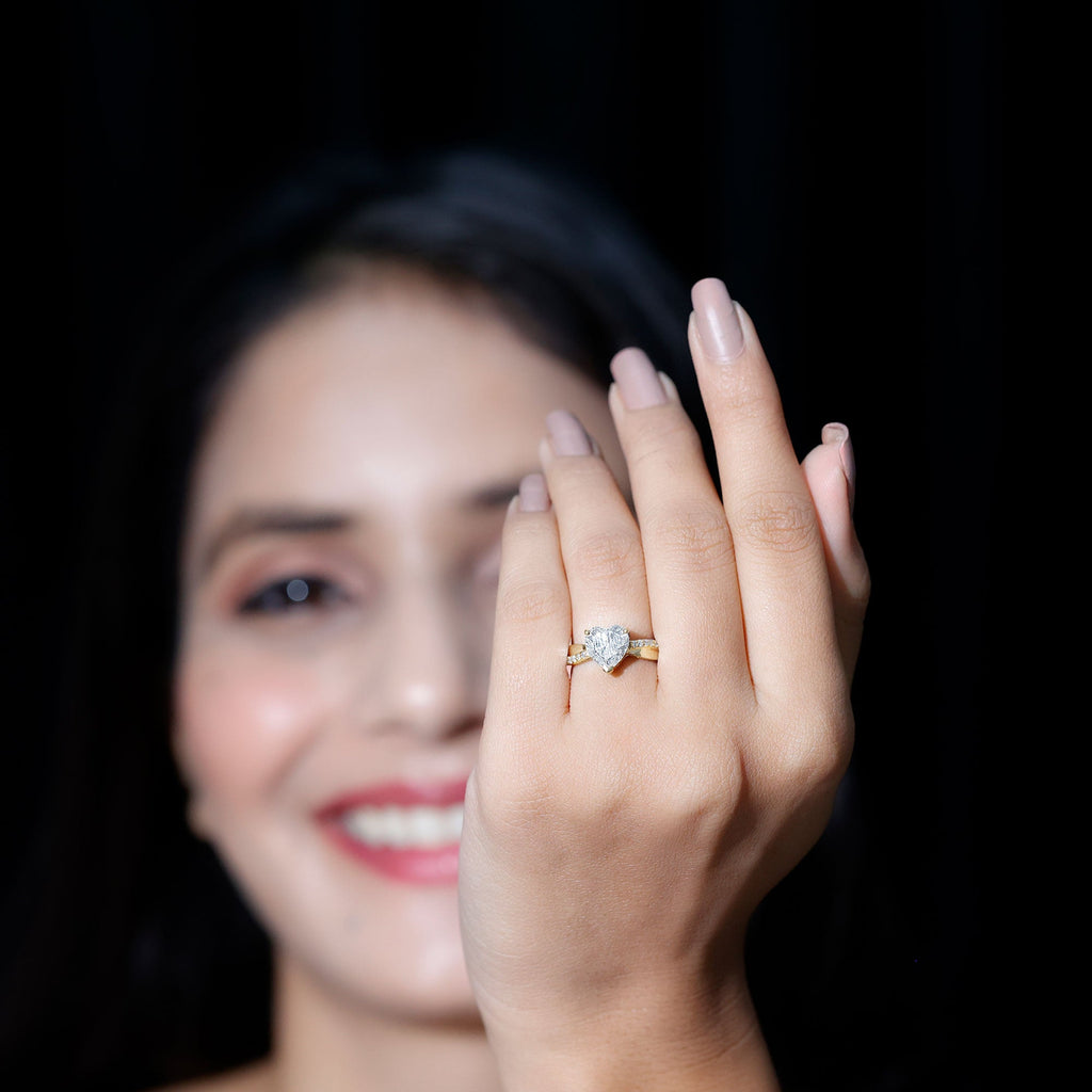 Lab Grown Diamond Heart Engagement Ring With Bypass Details