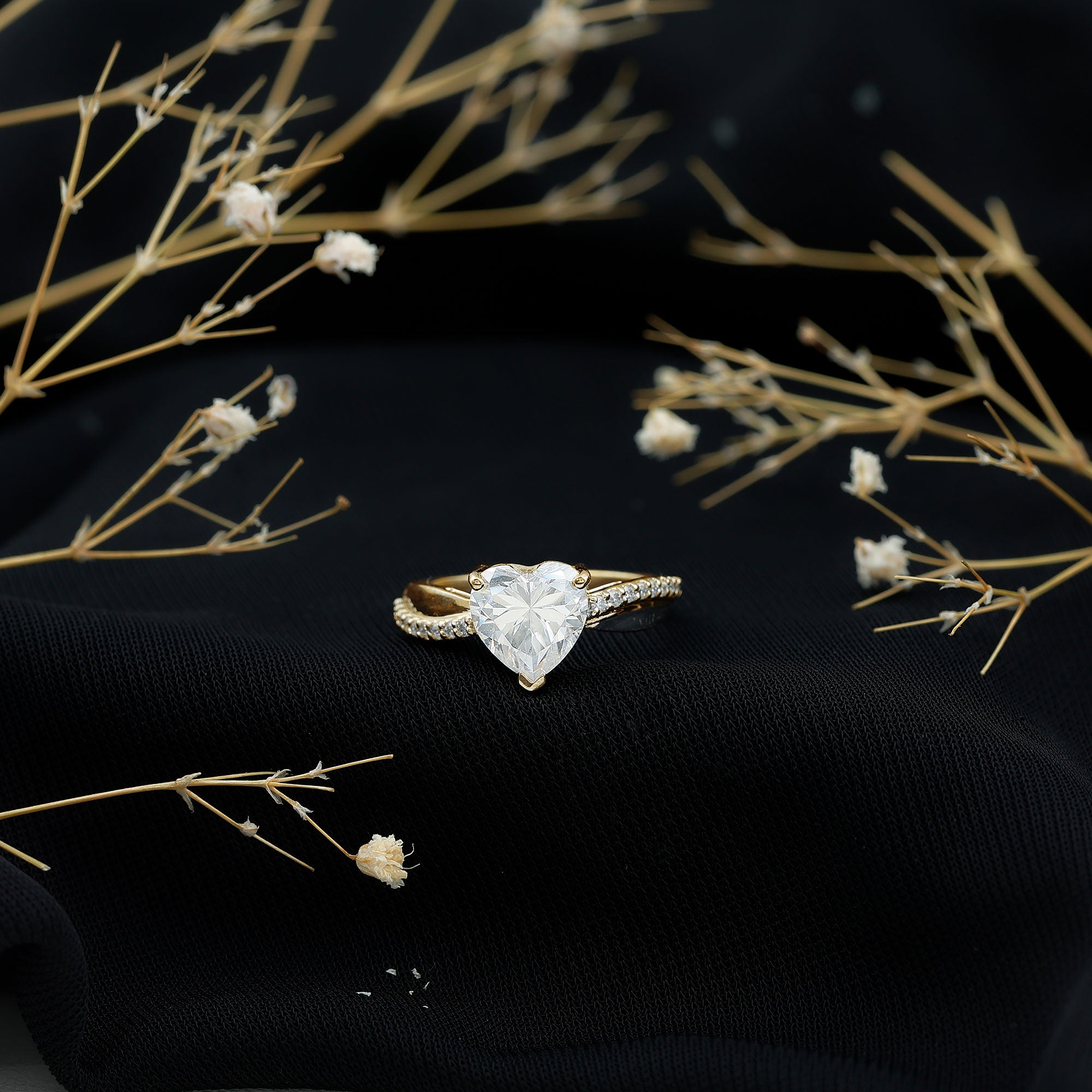 Lab Grown Diamond Heart Engagement Ring With Bypass Details