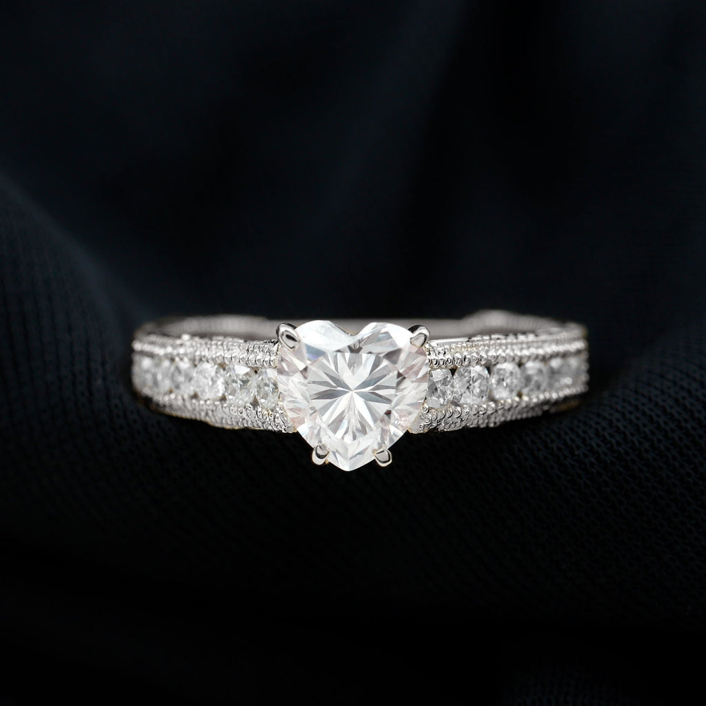Heart Engagement Ring With Lab Grown Diamonds