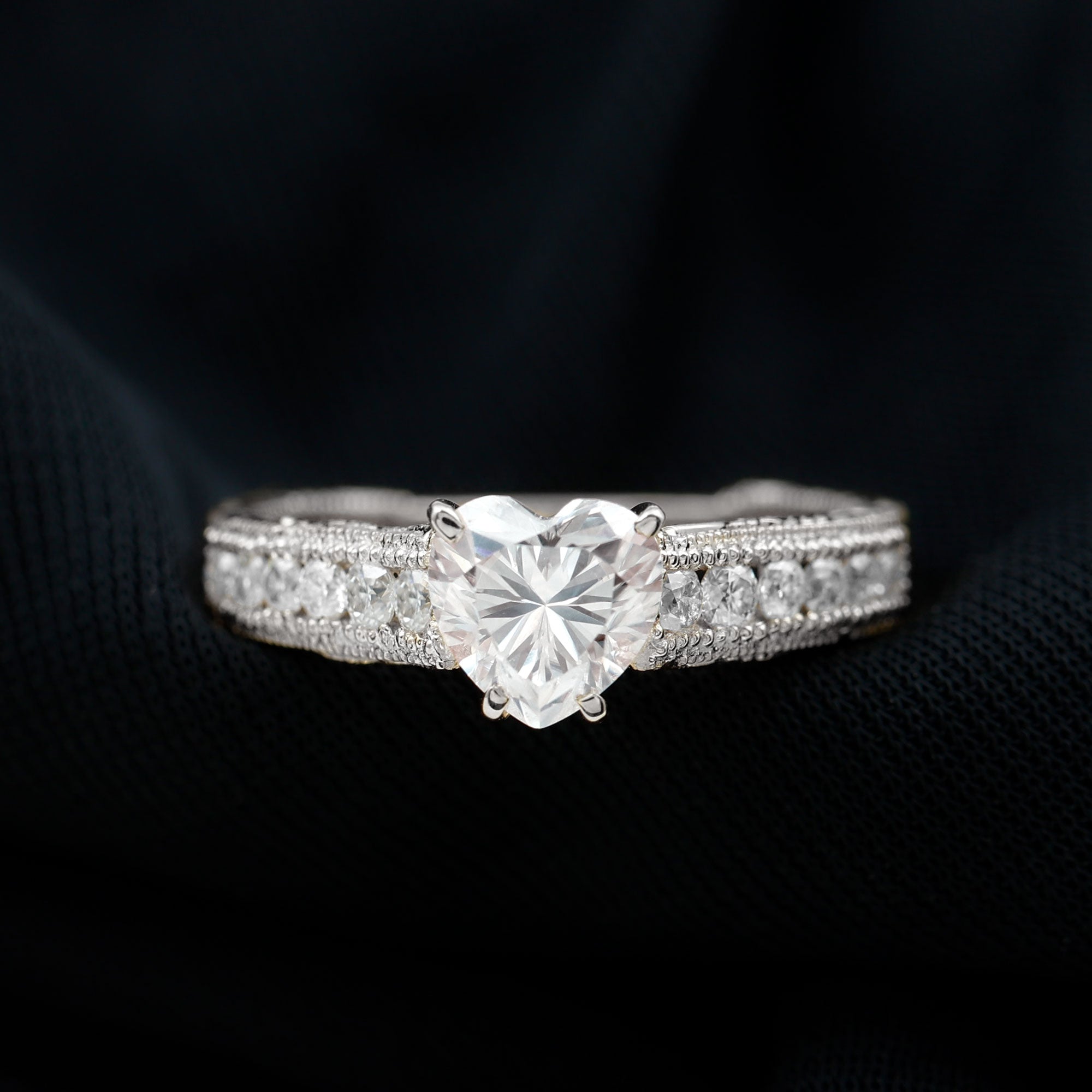 Heart Engagement Ring With Lab Grown Diamonds