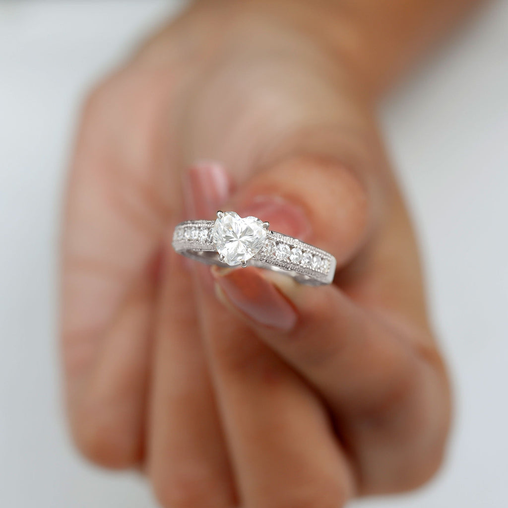 Heart Engagement Ring With Lab Grown Diamonds