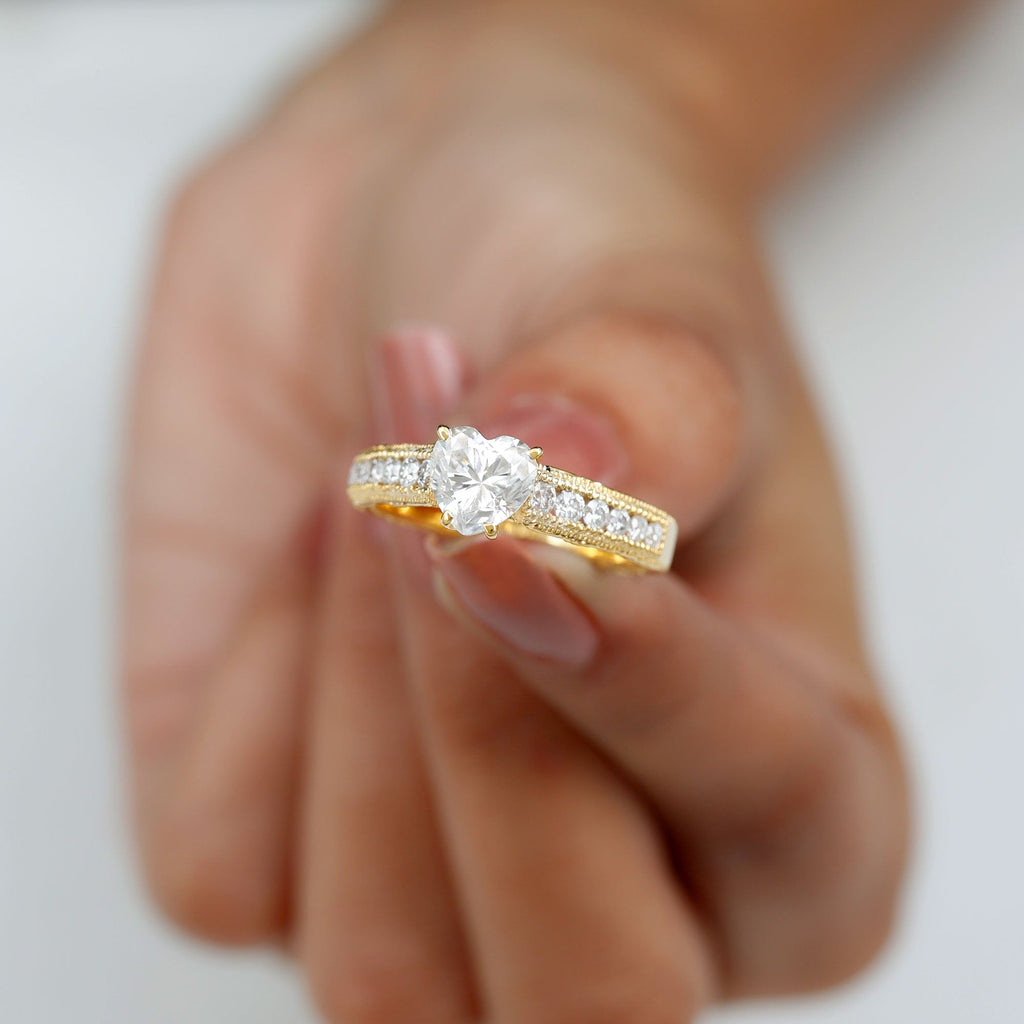 Heart Engagement Ring With Lab Grown Diamonds