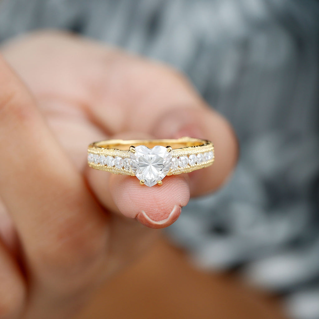 Heart Engagement Ring With Lab Grown Diamonds