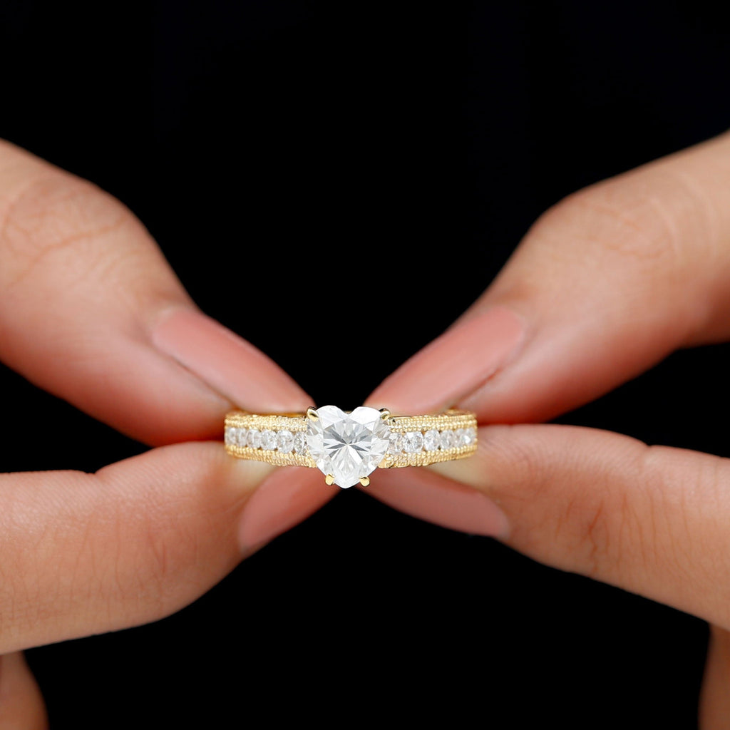 Heart Engagement Ring With Lab Grown Diamonds