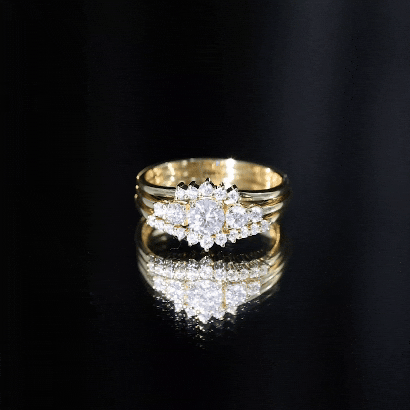 Lab Grown Diamond Trio Wedding Ring Set For Bride