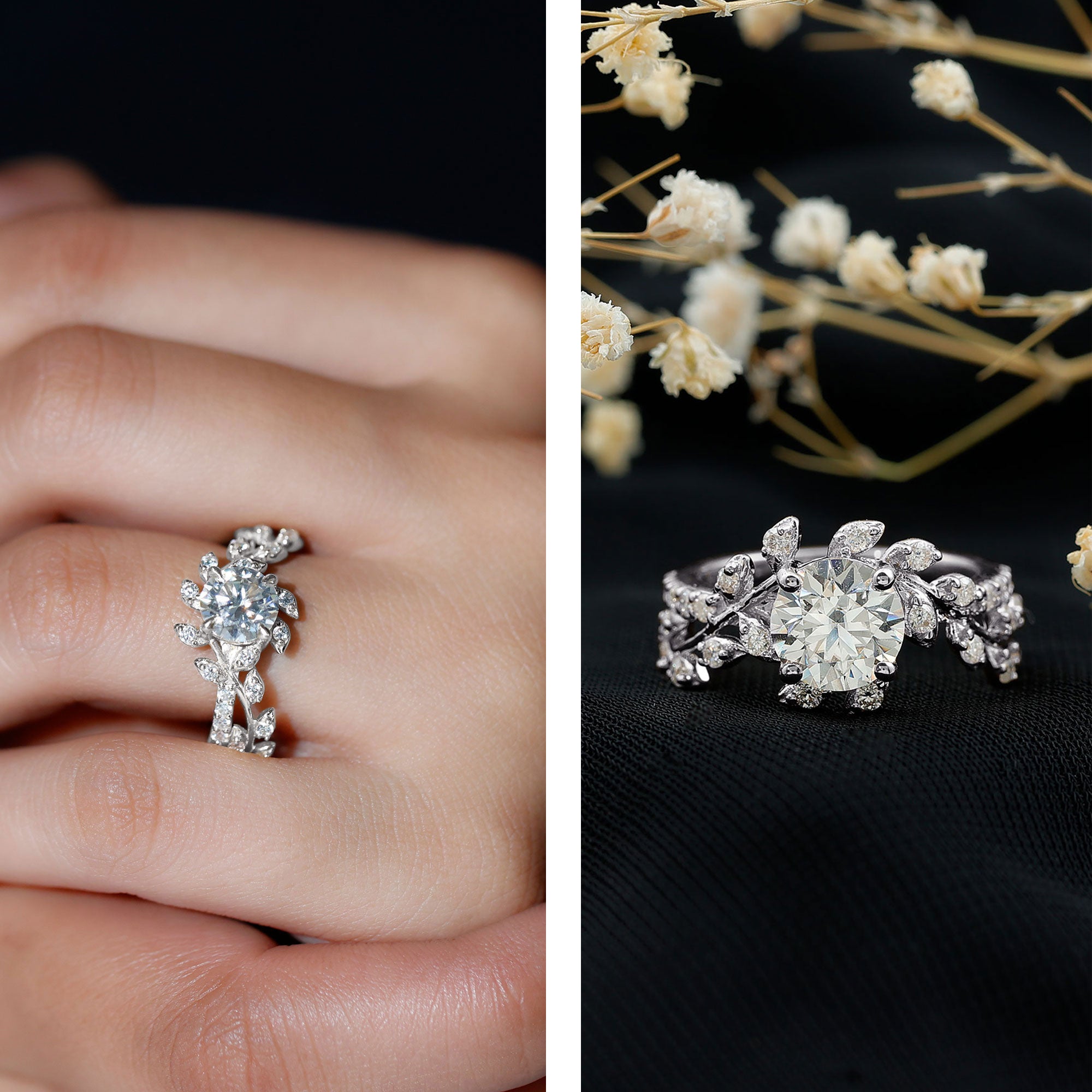 Round Cut 7 MM Lab Grown Diamond Flower Engagement Ring