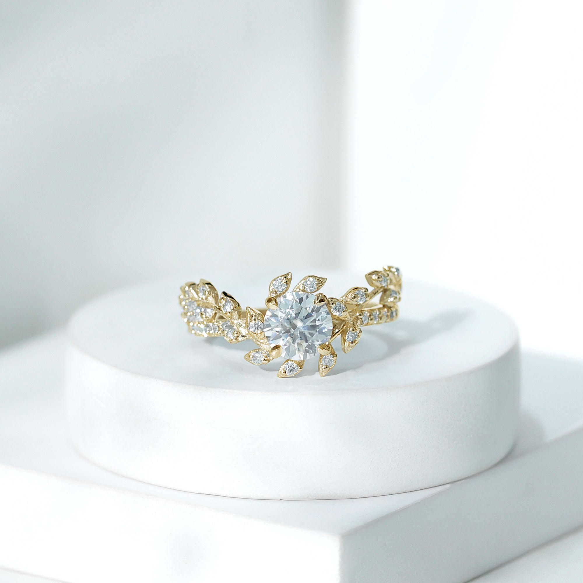 Round Cut 7 MM Lab Grown Diamond Flower Engagement Ring