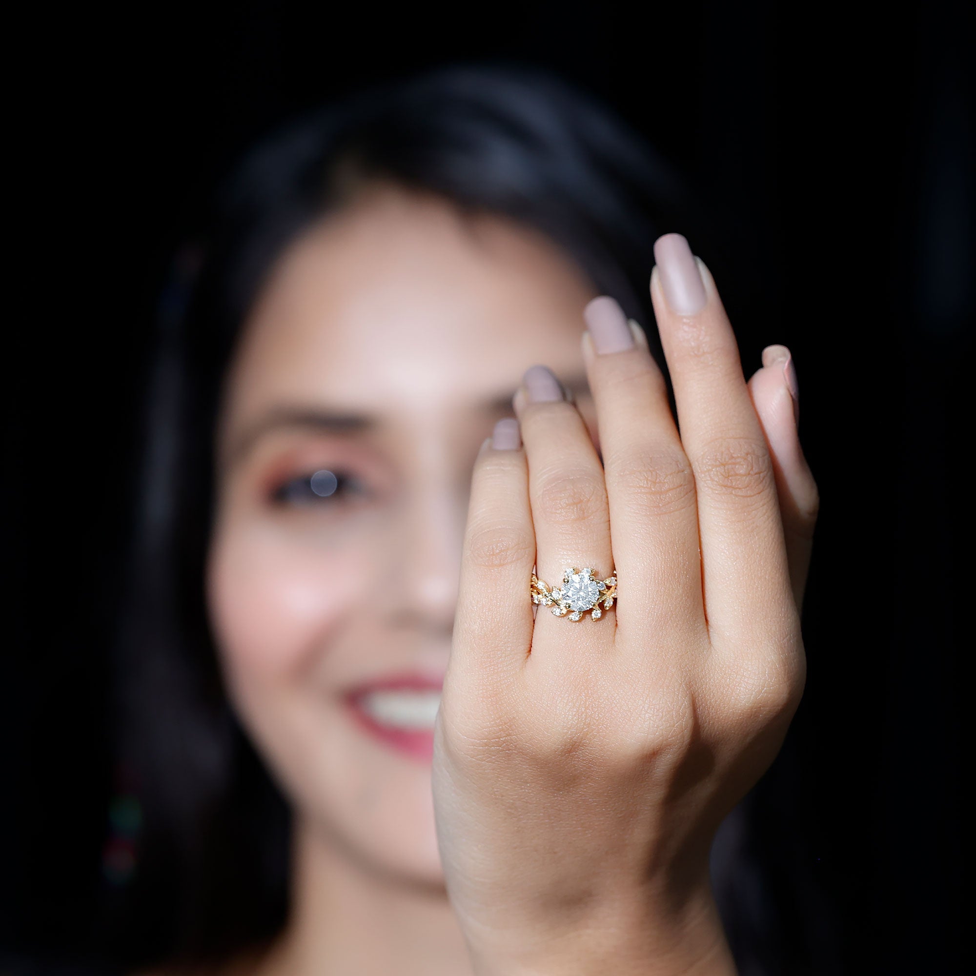 Round Cut 7 MM Lab Grown Diamond Flower Engagement Ring