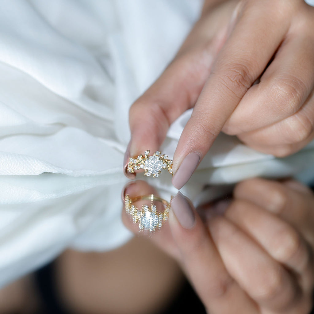 Round Cut 7 MM Lab Grown Diamond Flower Engagement Ring