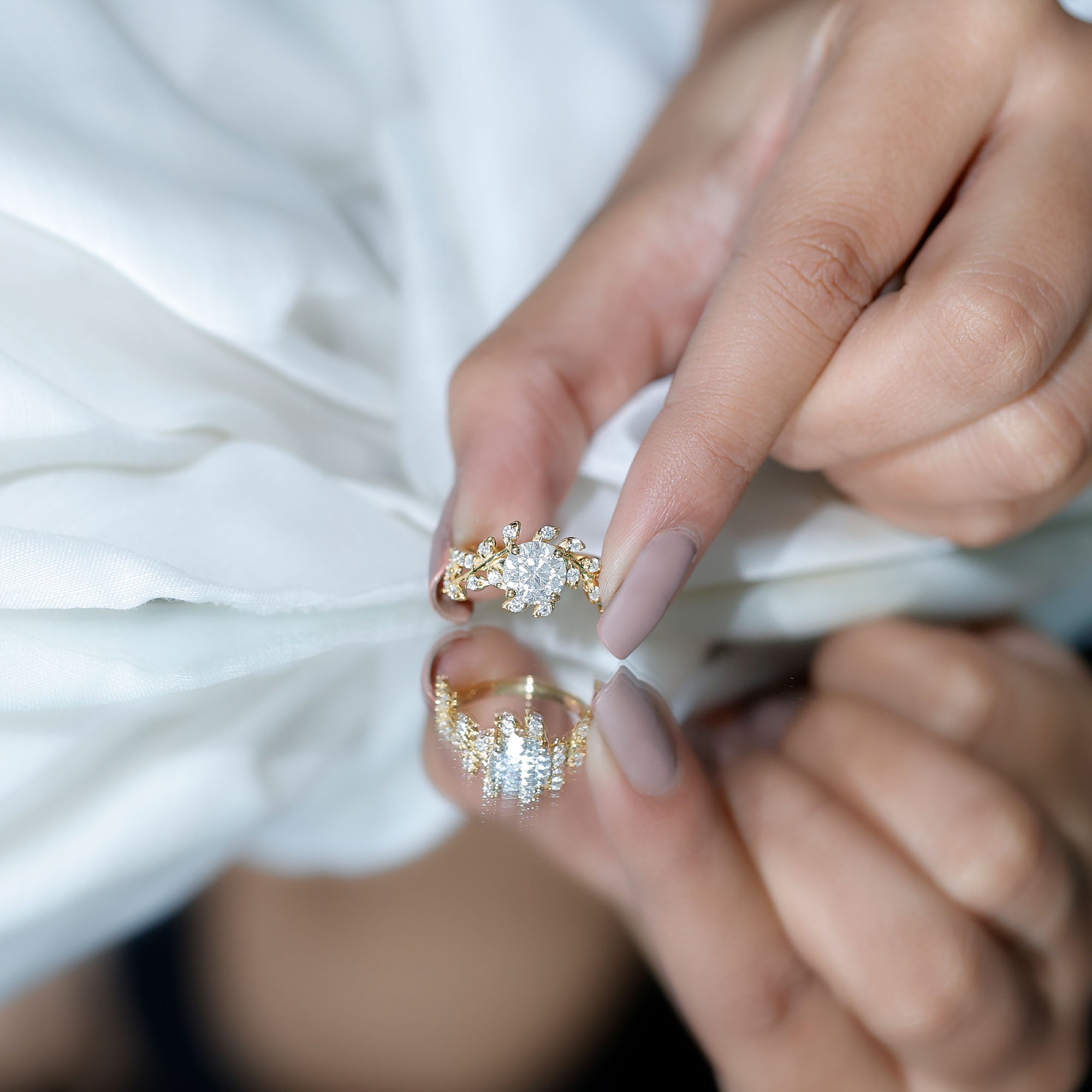 Round Cut 7 MM Lab Grown Diamond Flower Engagement Ring