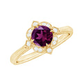 Vintage Style Rhodolite Garnet and Diamond Engagement Ring