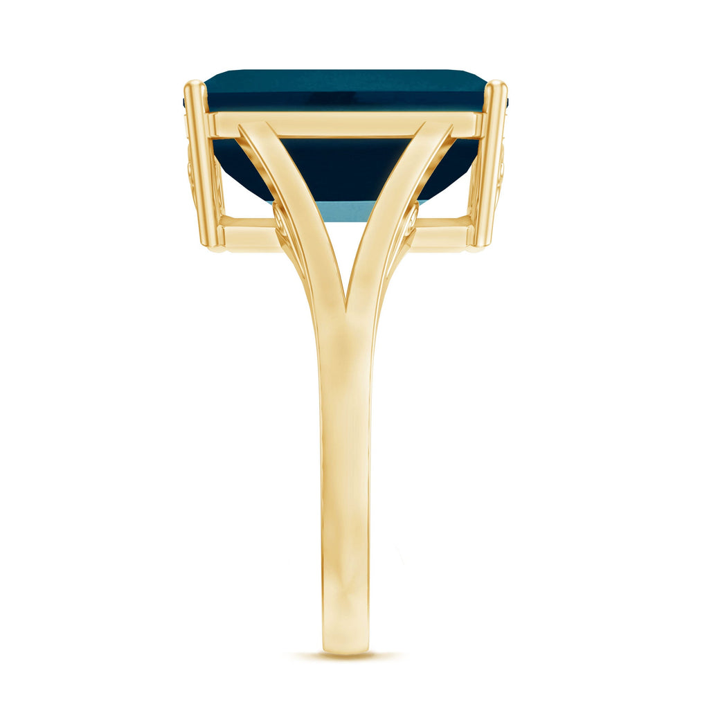 Lab Grown London Blue Topaz Emerald Cut Engagement Ring