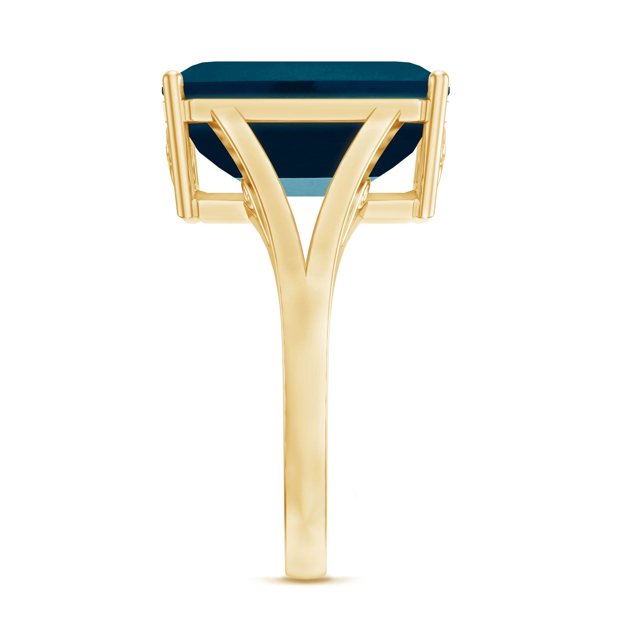 Lab Grown London Blue Topaz Emerald Cut Engagement Ring