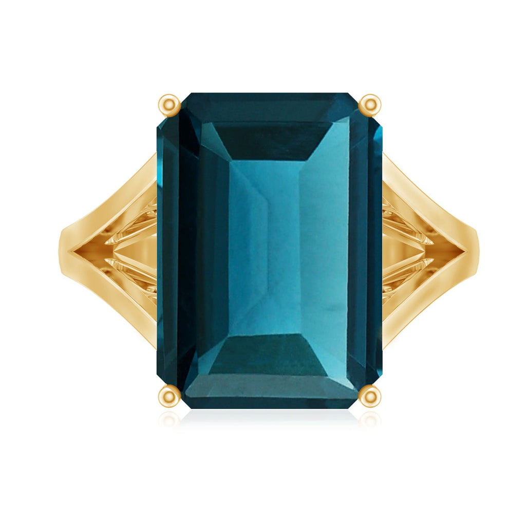 Lab Grown London Blue Topaz Emerald Cut Engagement Ring