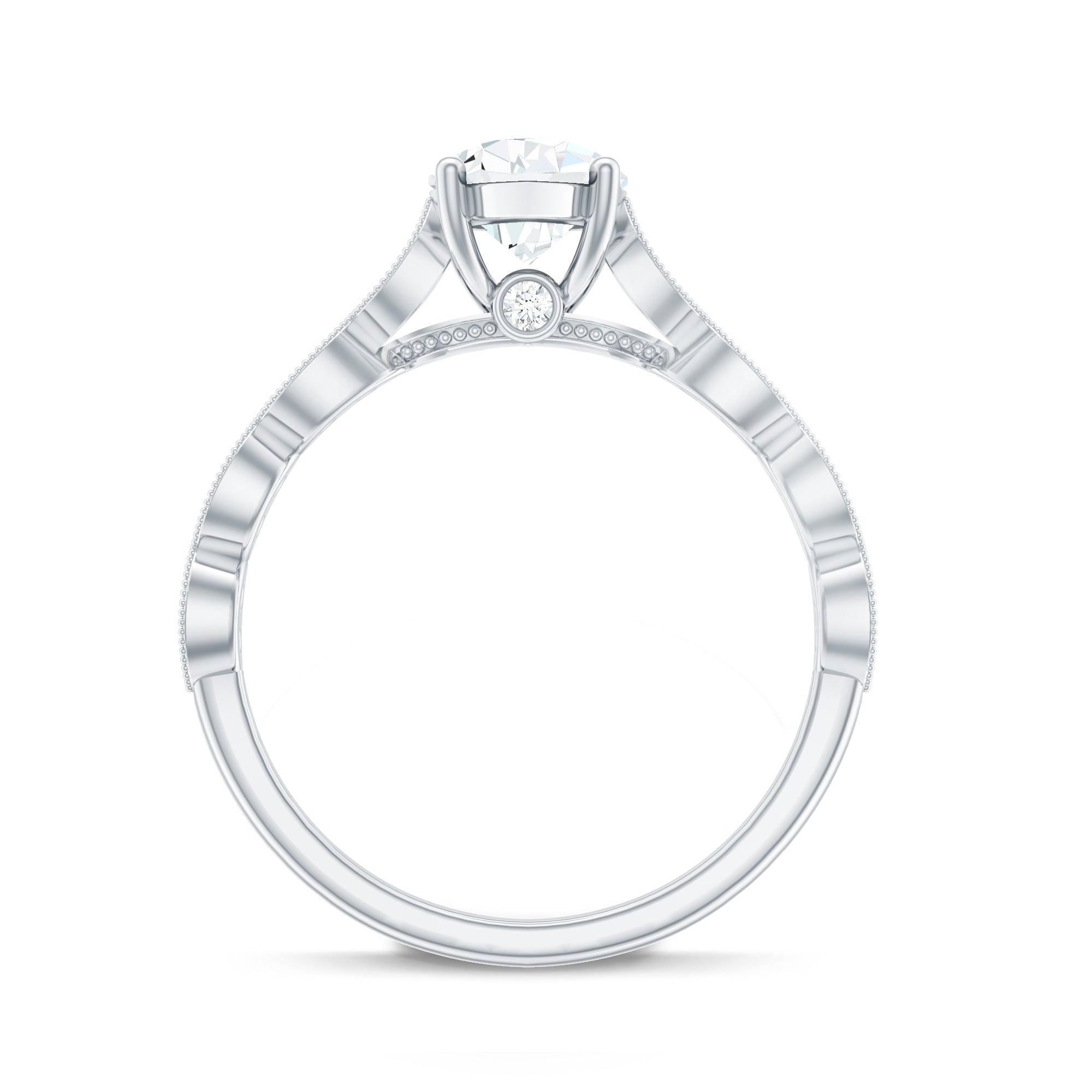 Pear Shape Lab Grown Diamond Scalloped Solitaire Ring