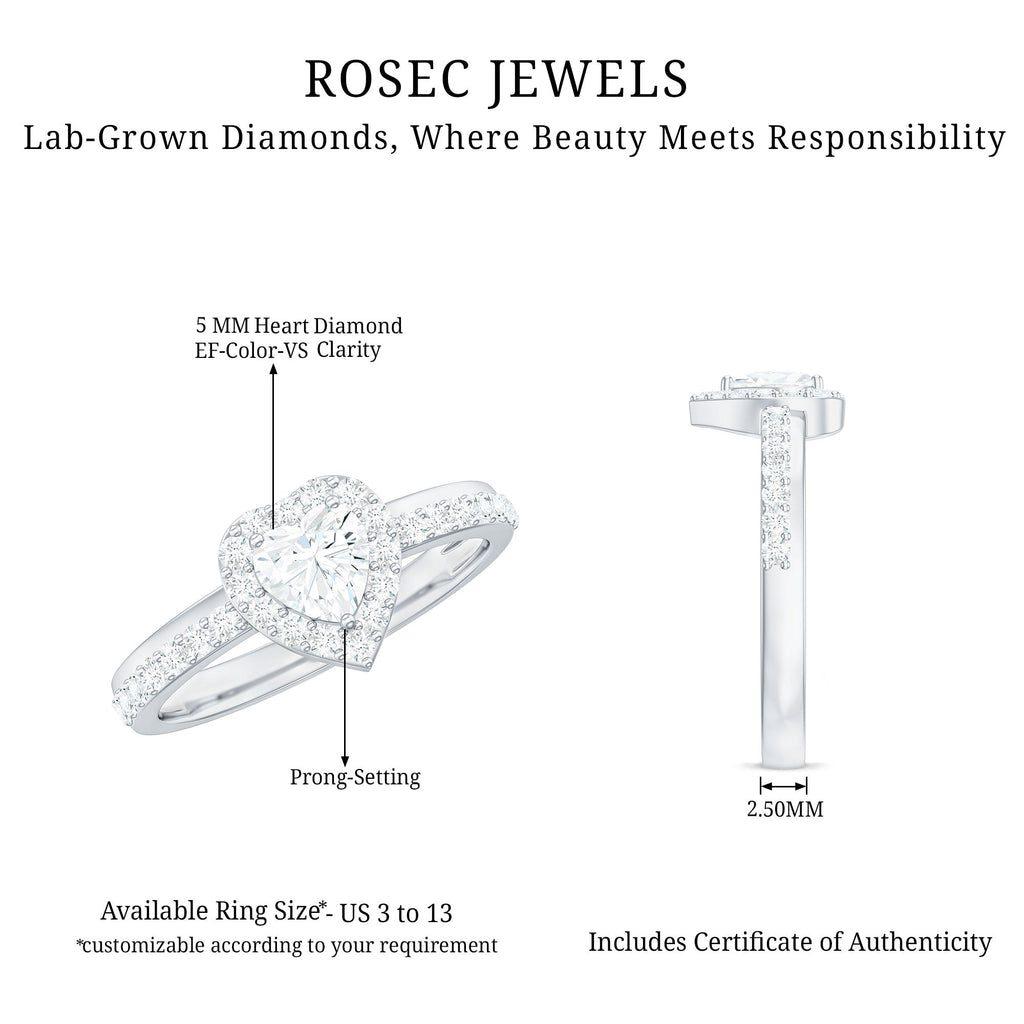 Heart Shape Lab Grown Diamond Engagement Ring with Halo