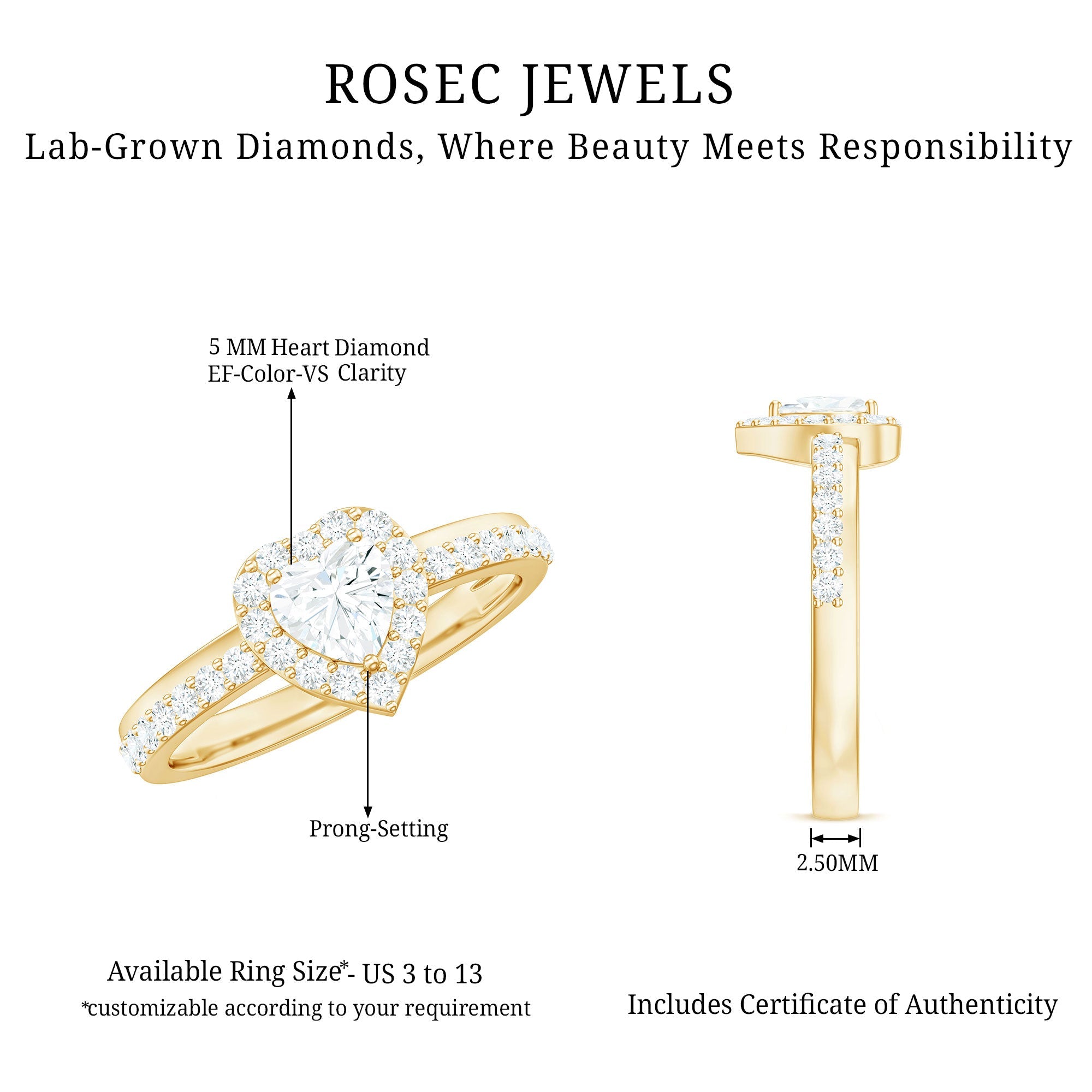 Heart Shape Lab Grown Diamond Engagement Ring with Halo