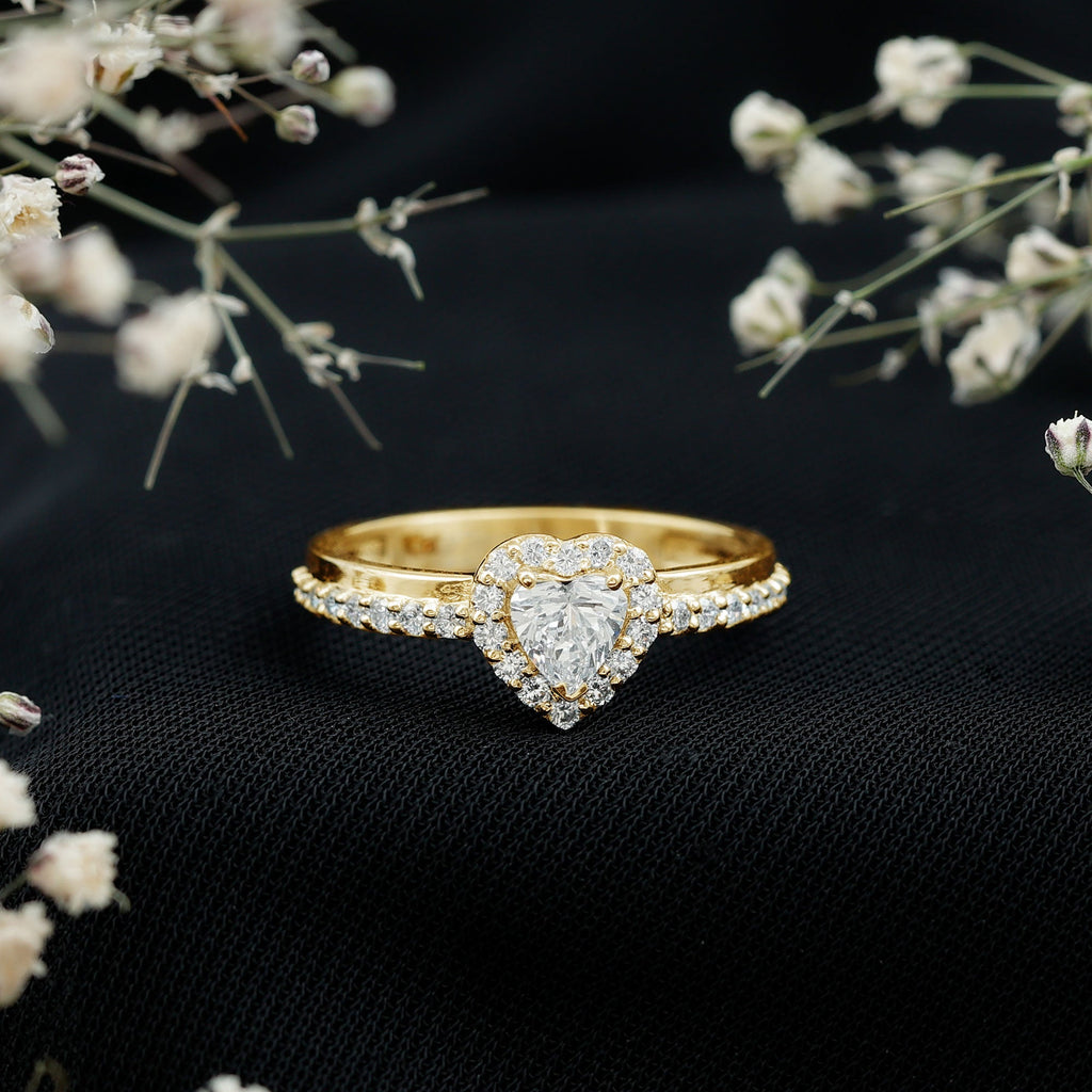 Heart Shape Lab Grown Diamond Engagement Ring with Halo