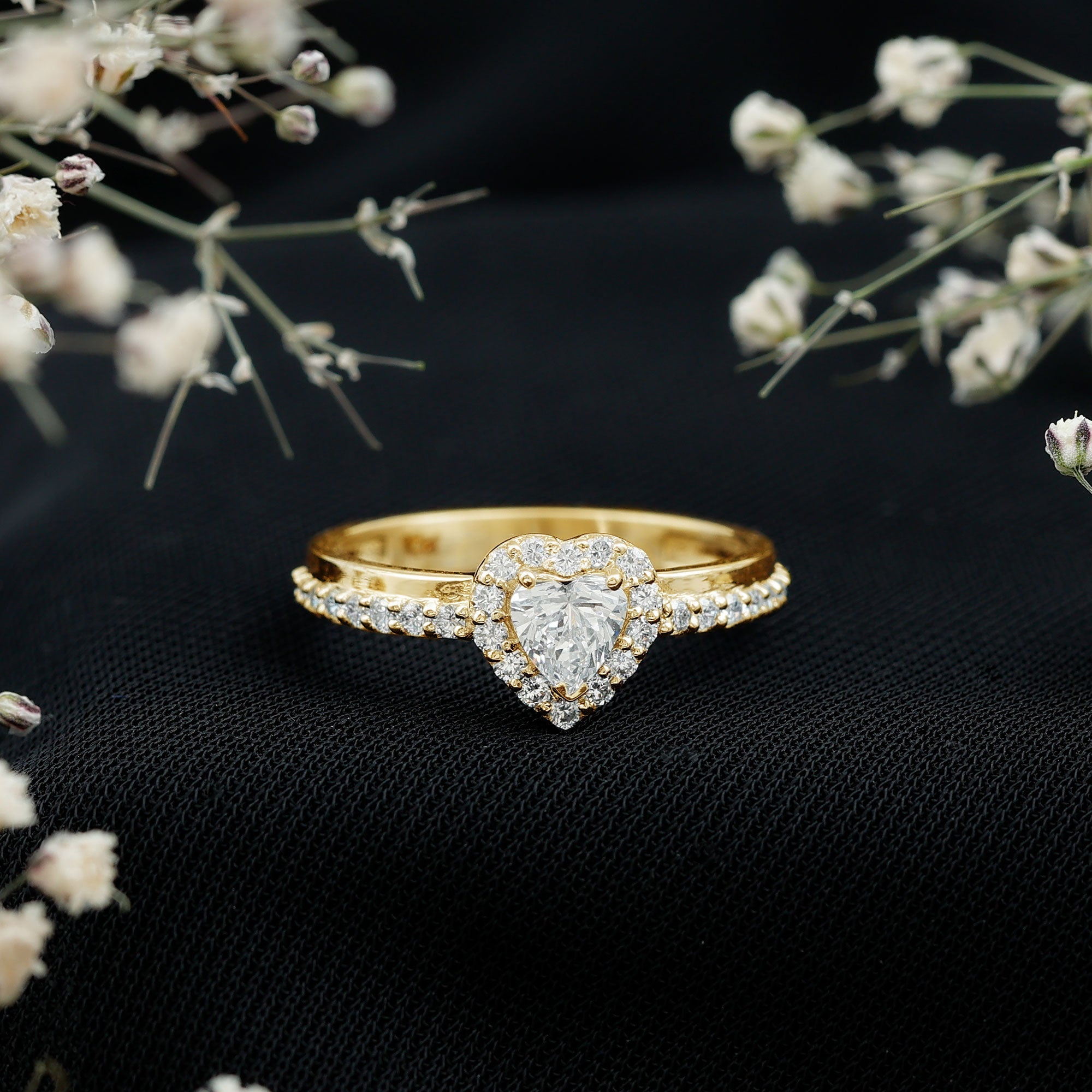 Heart Shape Lab Grown Diamond Engagement Ring with Halo