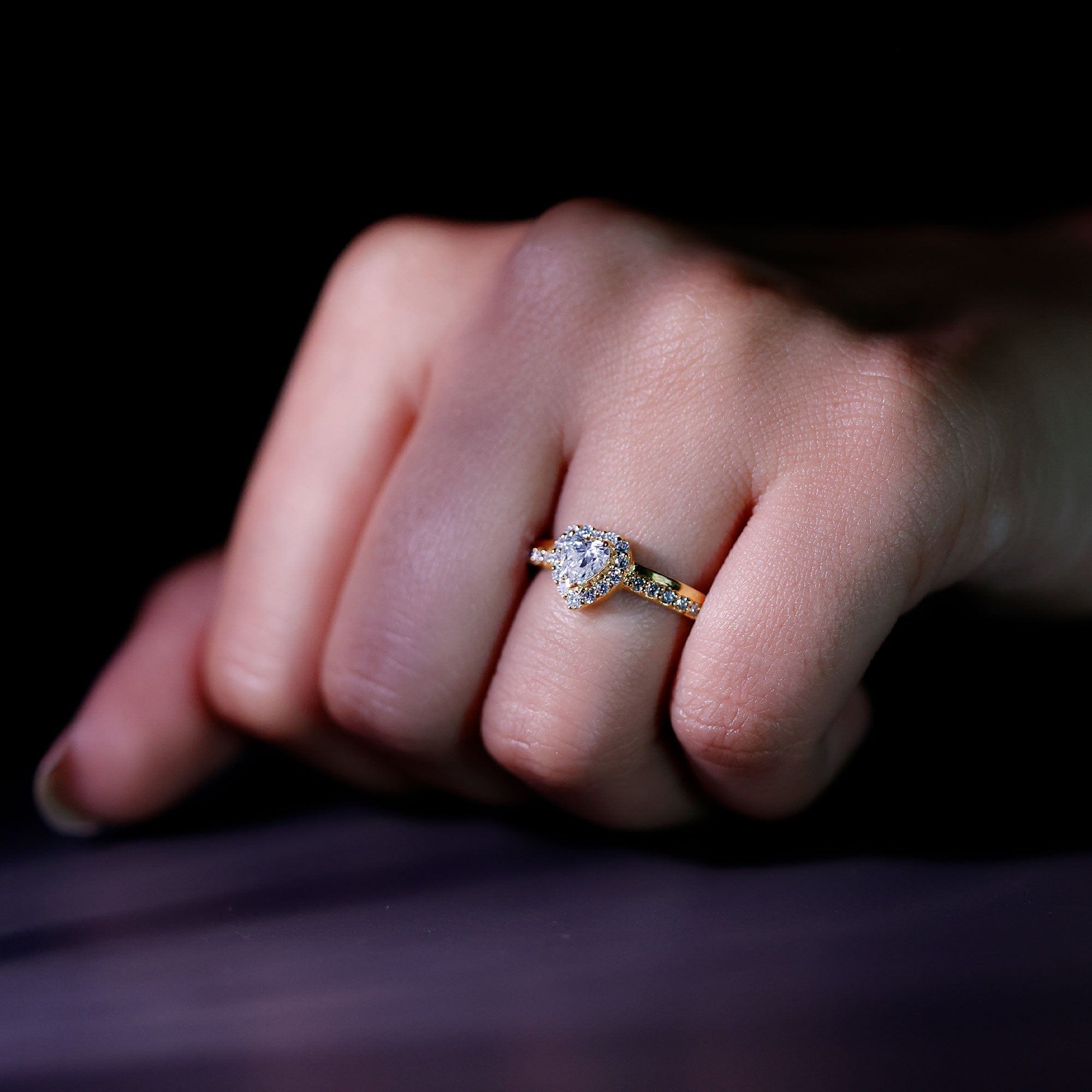 Heart Shape Lab Grown Diamond Engagement Ring with Halo