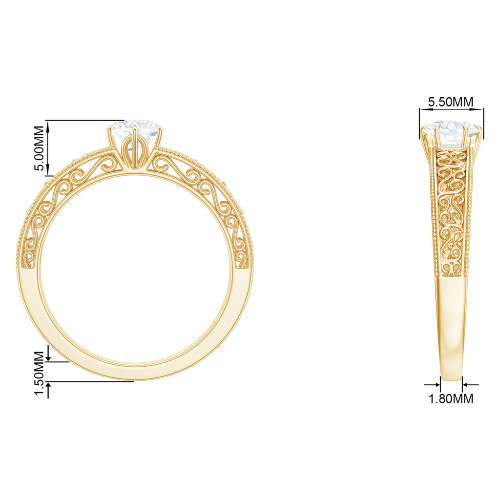 Vintage Inspired Solitaire Lab Grown Diamond Filigree Ring