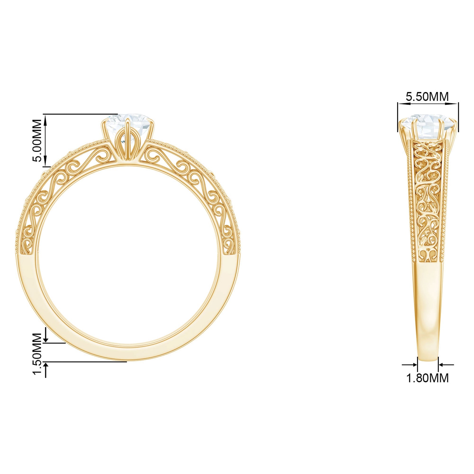 Vintage Inspired Solitaire Lab Grown Diamond Filigree Ring