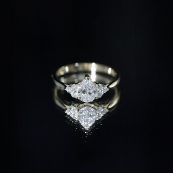 Pear Cut Lab Grown Diamond Trio Engagement Ring