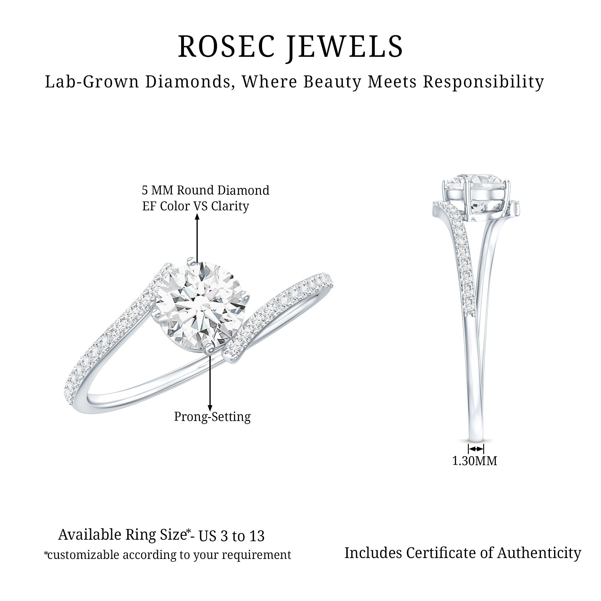 Lab Grown Diamond Solitaire Promise Engagement Ring