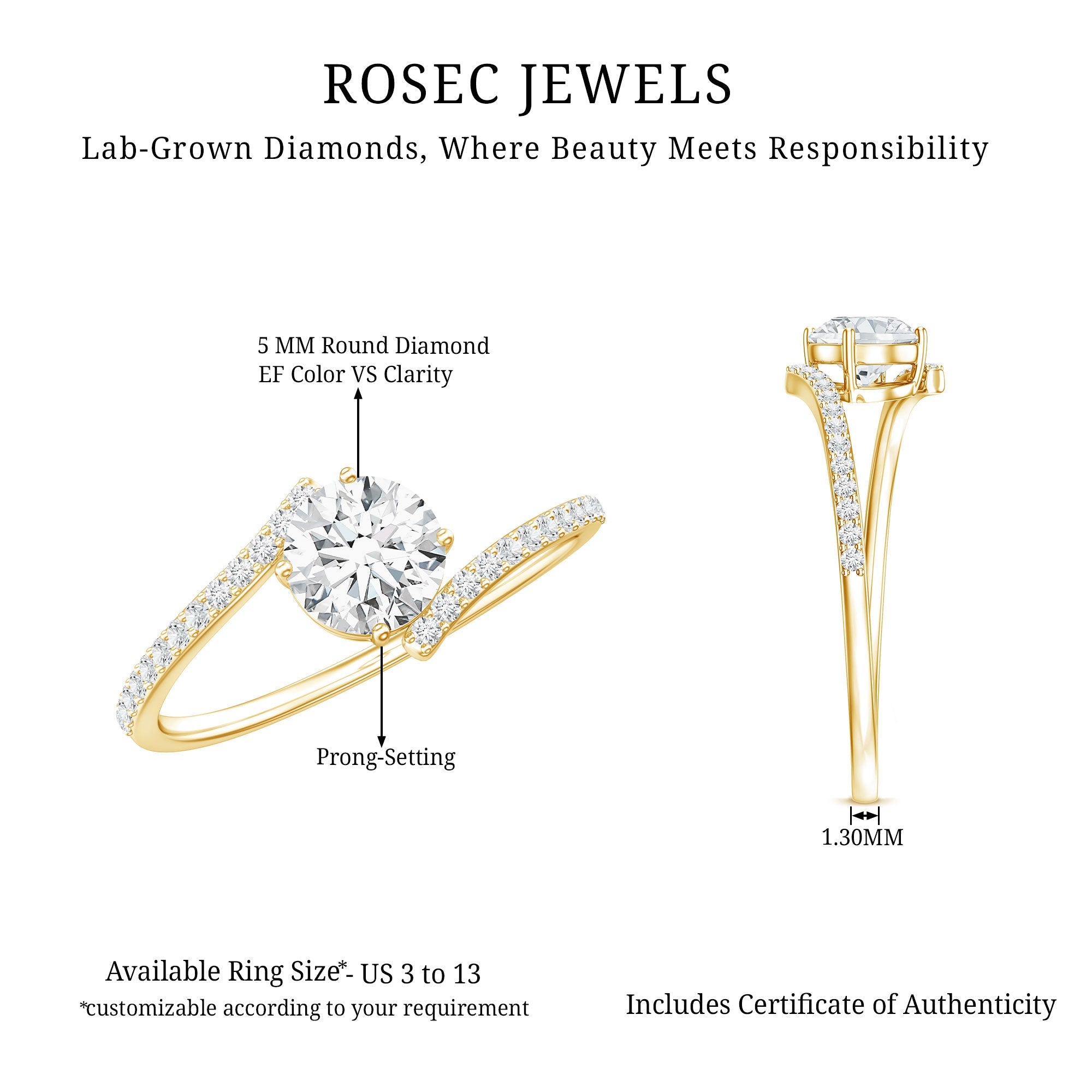 Lab Grown Diamond Solitaire Promise Engagement Ring