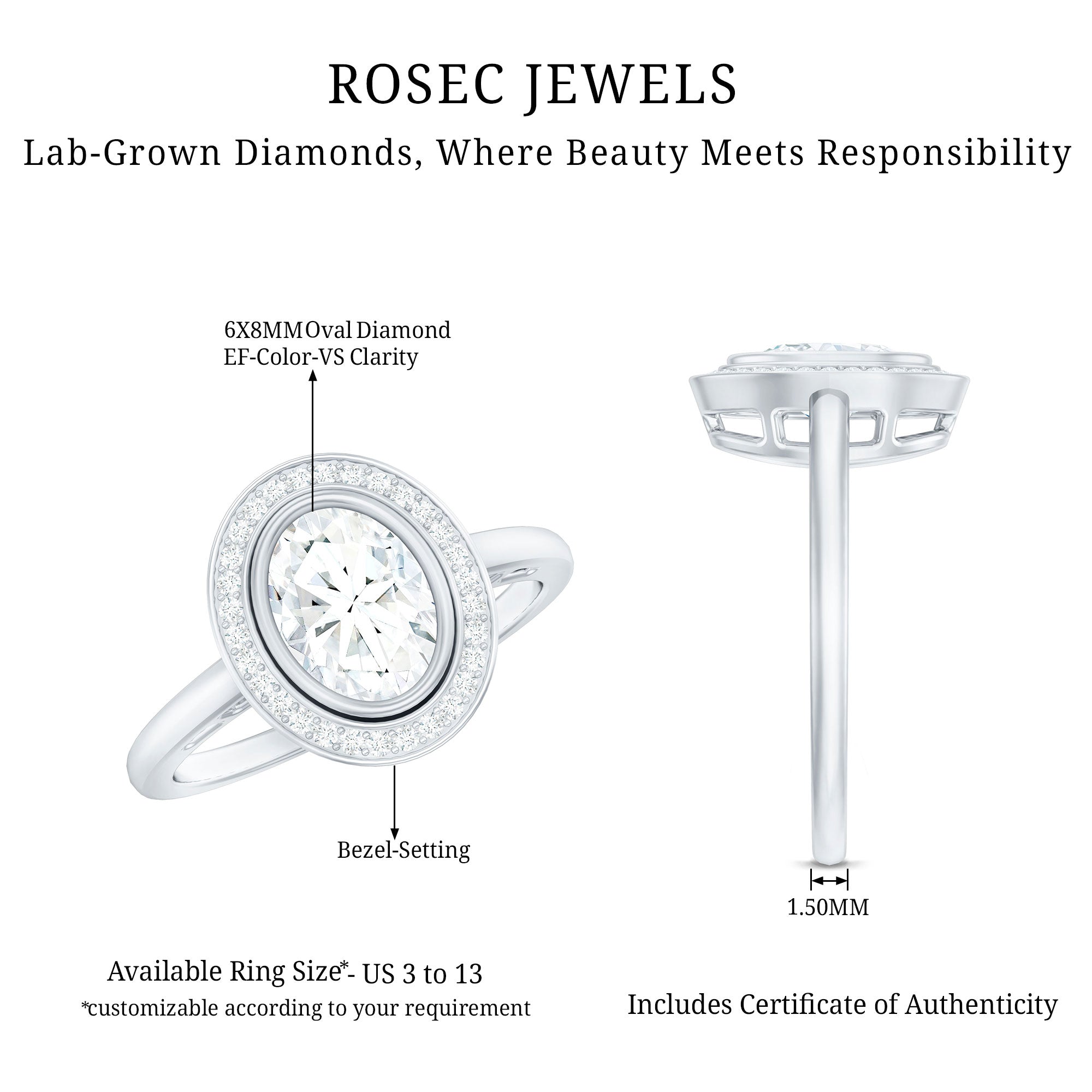 Classic Lab Grown Diamond Engagement Ring with Halo
