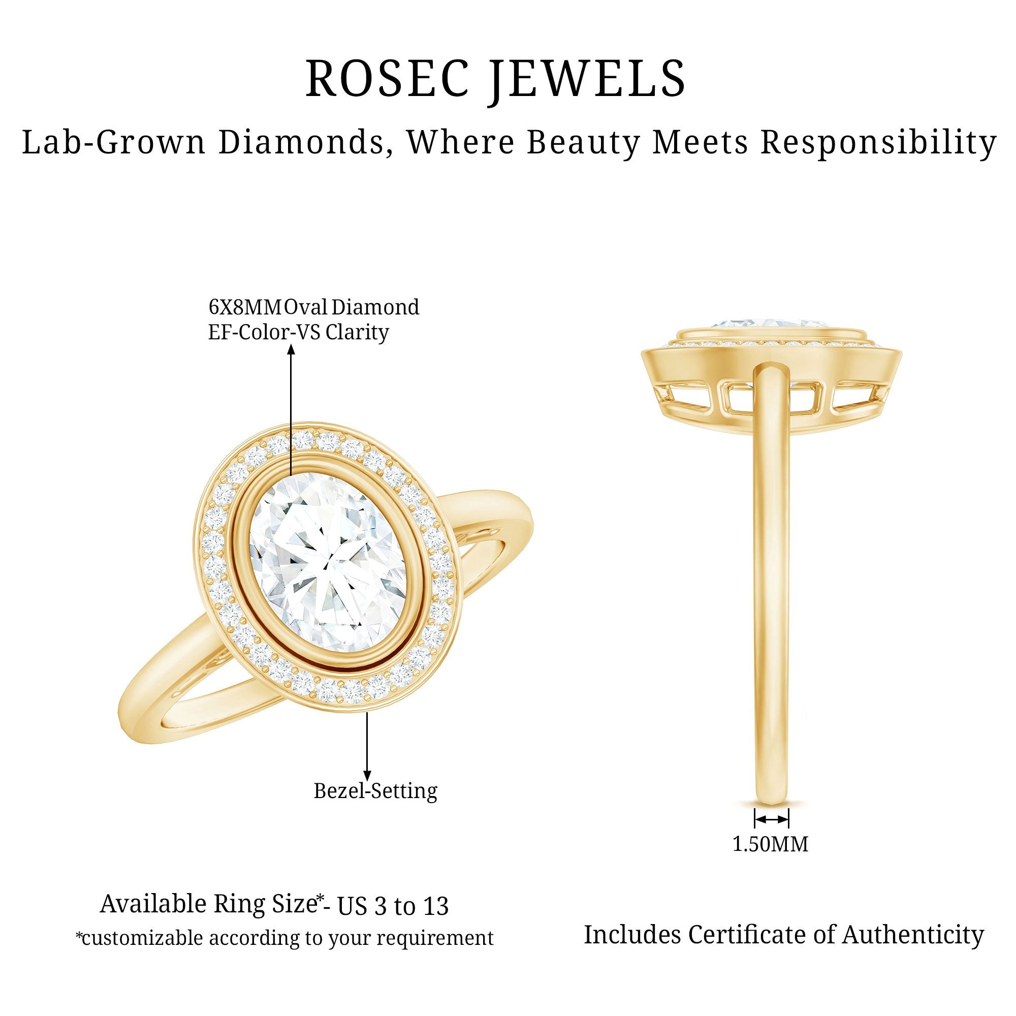 Classic Lab Grown Diamond Engagement Ring with Halo