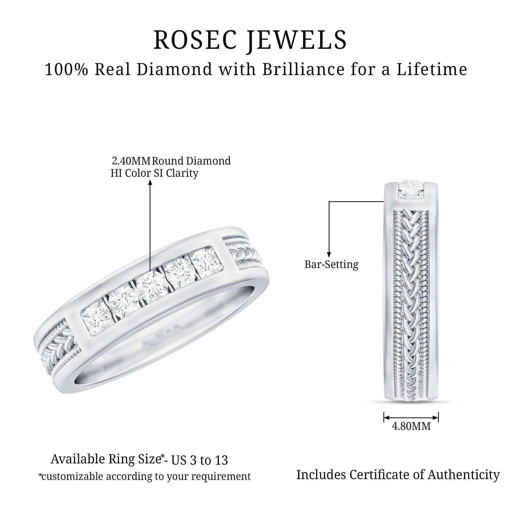 Natural Diamond Braided Band Ring