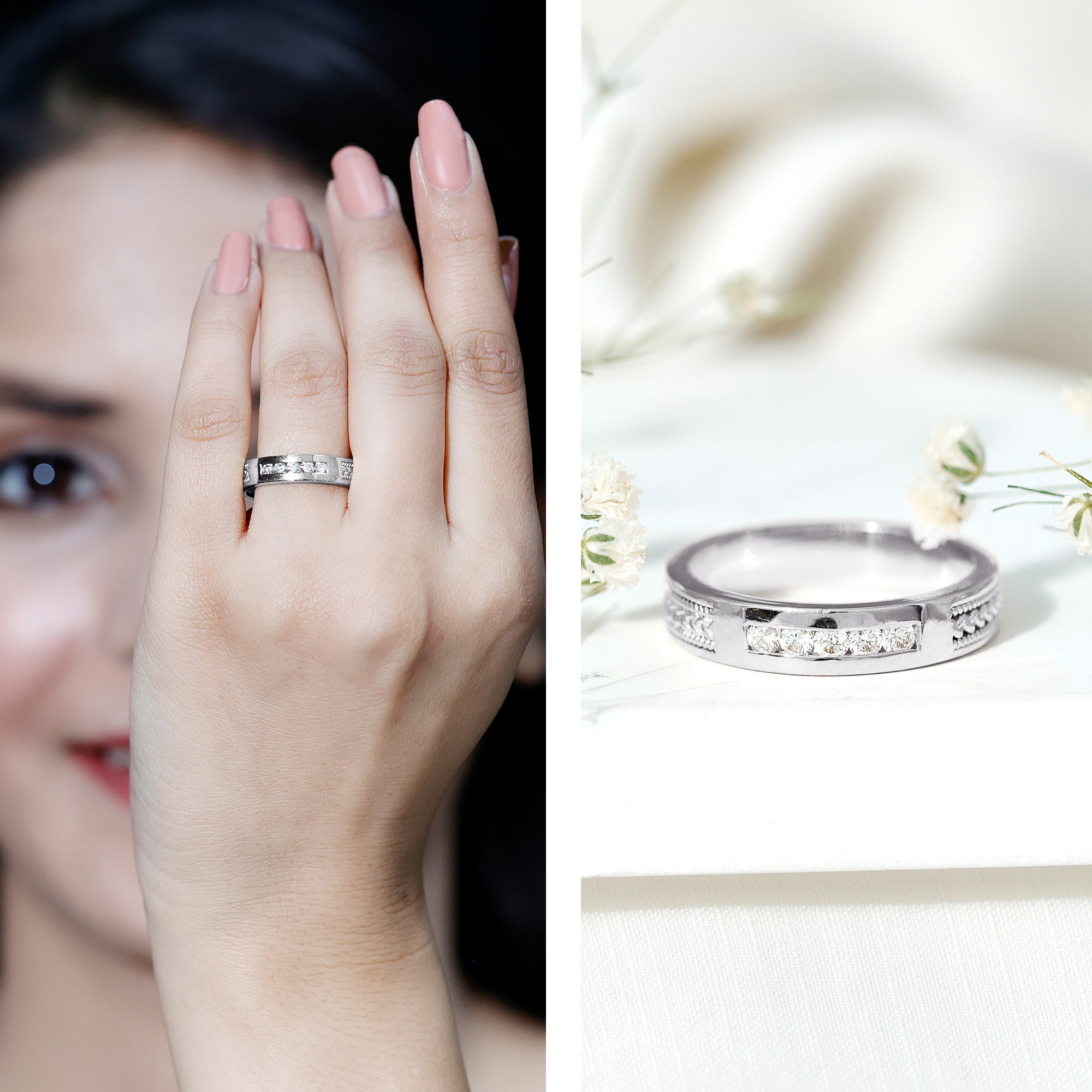 Natural Diamond Braided Band Ring