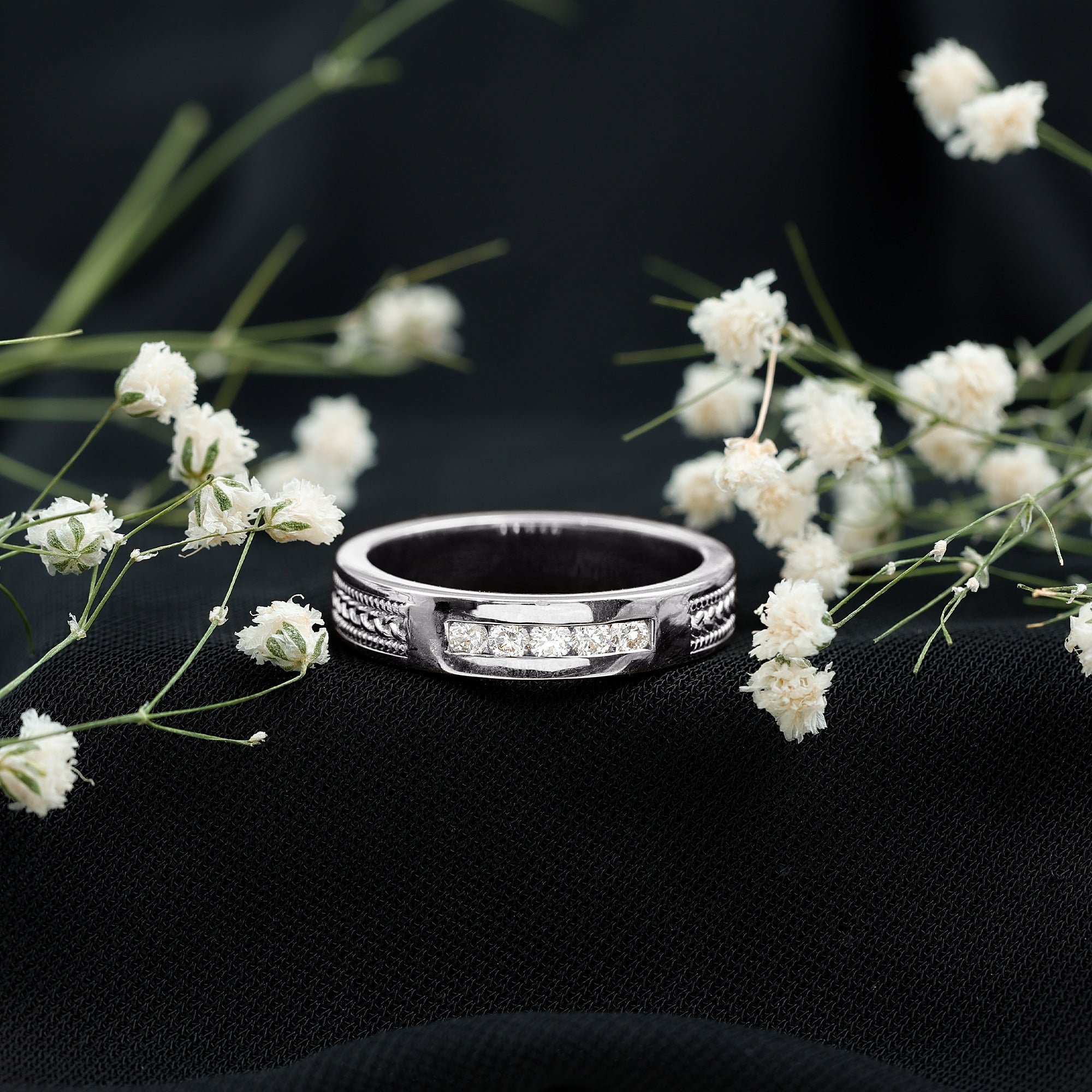 Natural Diamond Braided Band Ring