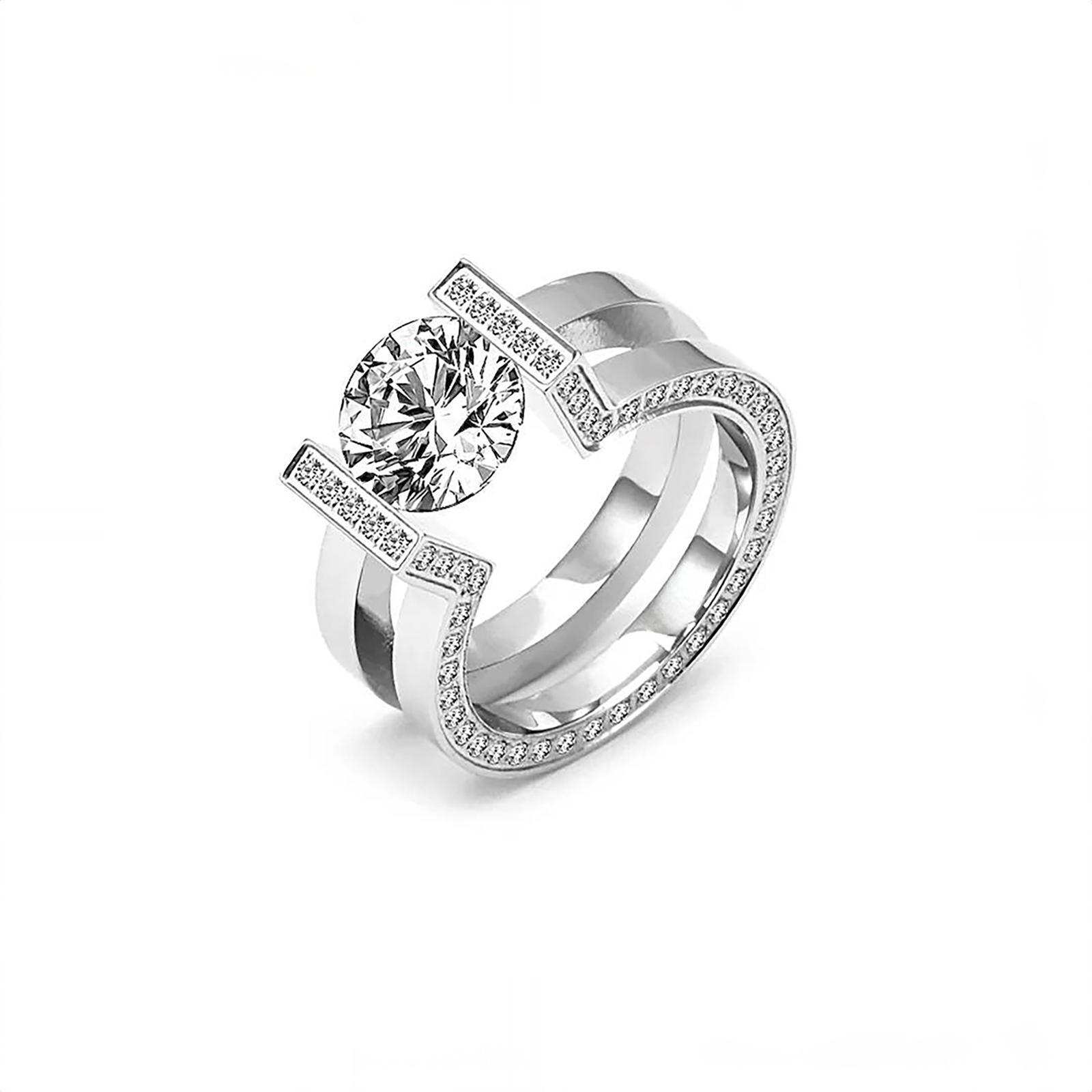 RG108W B.Tiff 2 ct Round Solitaire Interlocking Engagement Ring