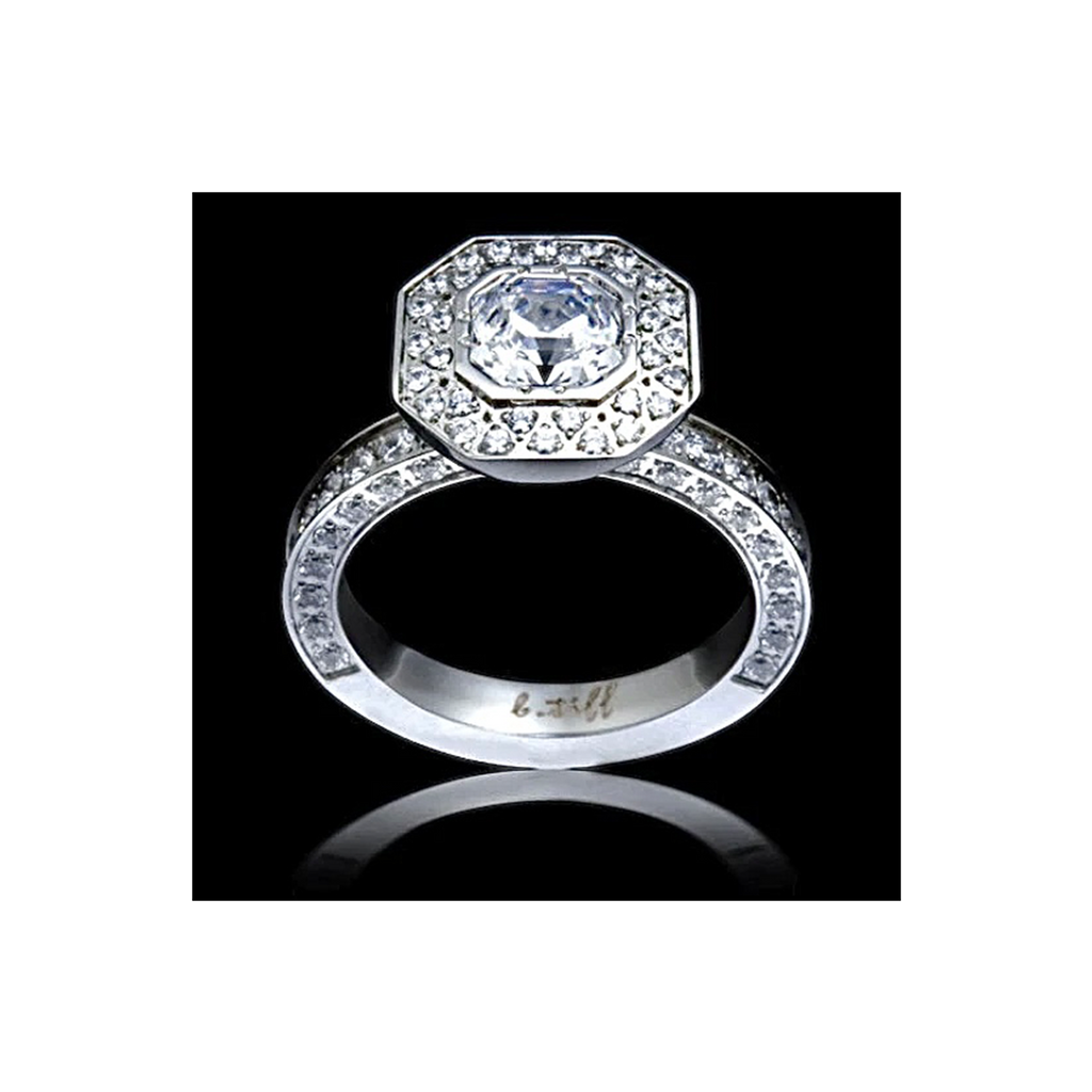 RG128W B.Tiff Aŭreolo II 1 ct Cushion Cut Halo Engagement Ring