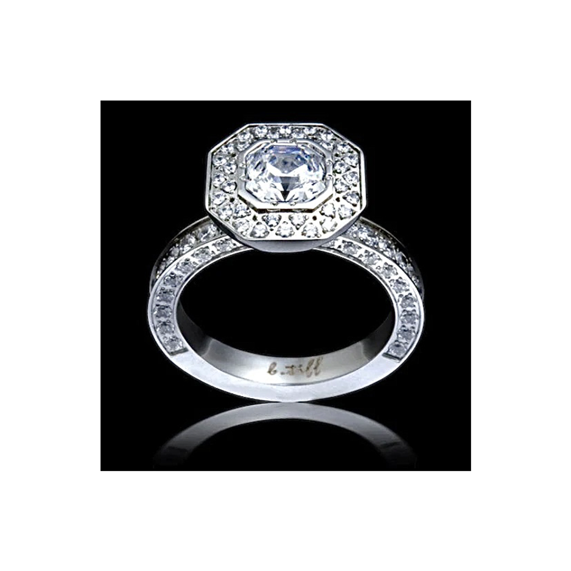RG128W B.Tiff Aŭreolo II 1 ct Cushion Cut Halo Engagement Ring
