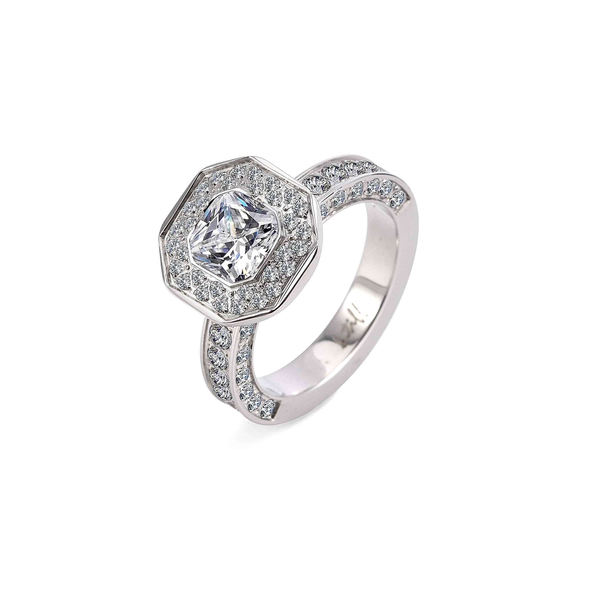 RG128W B.Tiff Aŭreolo II 1 ct Cushion Cut Halo Engagement Ring