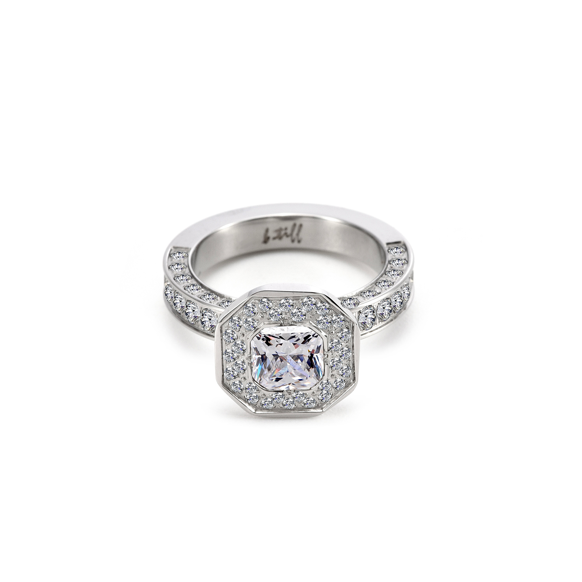 RG128W B.Tiff Aŭreolo II 1 ct Cushion Cut Halo Engagement Ring