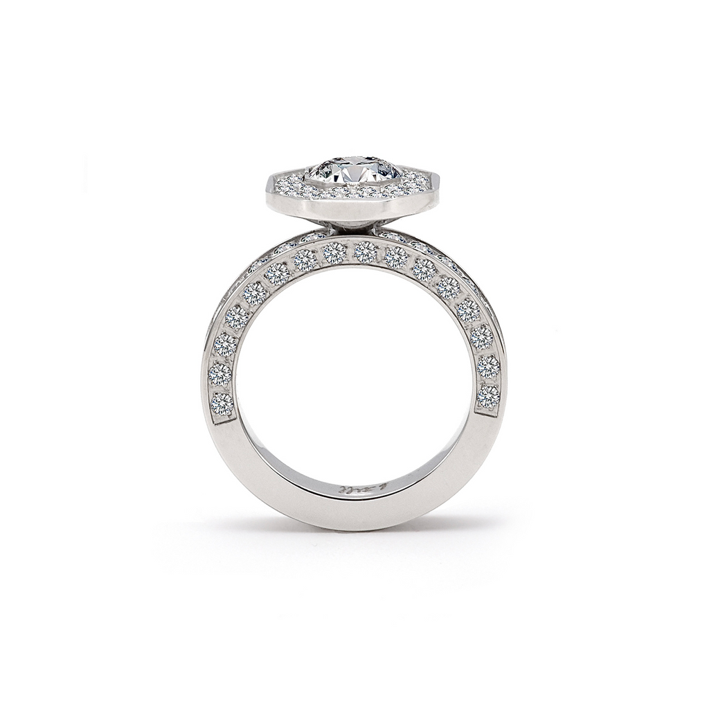 RG128W B.Tiff Aŭreolo II 1 ct Cushion Cut Halo Engagement Ring
