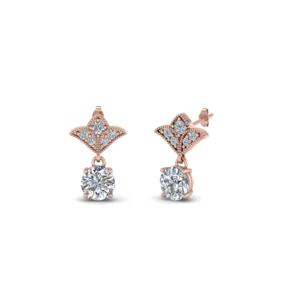 Art Deco Inspired Round Drop Earring Half Carat