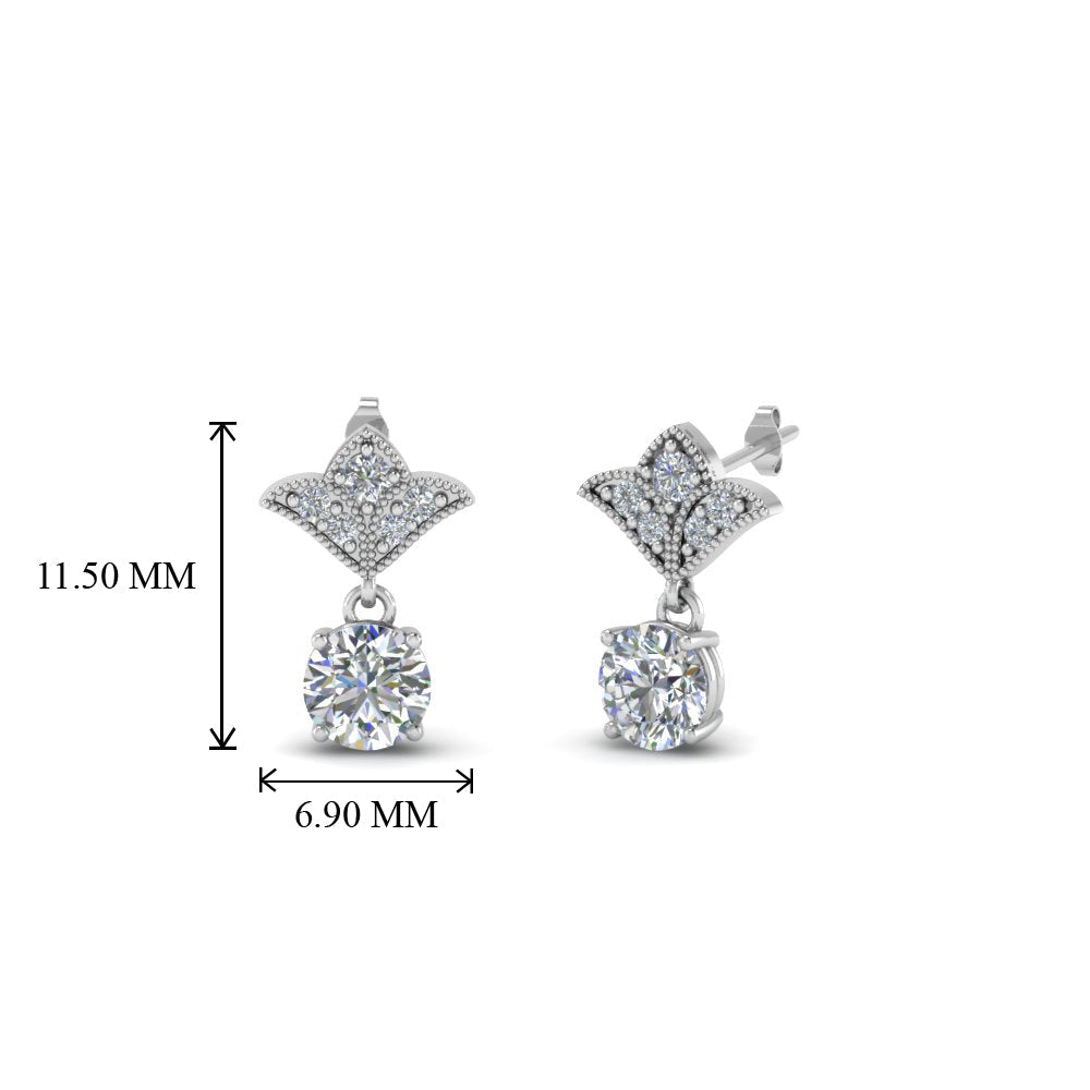 Art Deco Inspired Round Drop Earring Half Carat