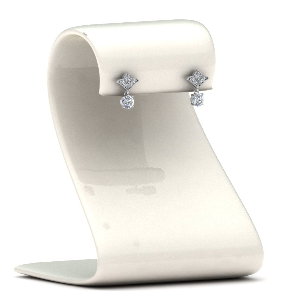 Art Deco Inspired Round Drop Earring Half Carat