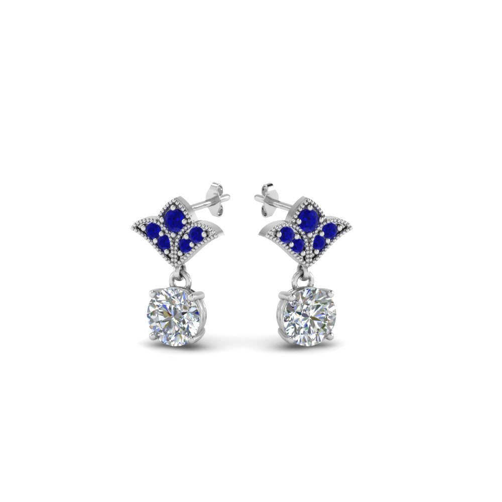 Art Deco Inspired Round Drop Earring Half Carat