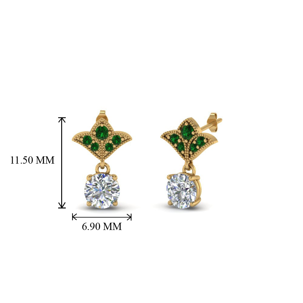 Art Deco Inspired Round Drop Earring Half Carat