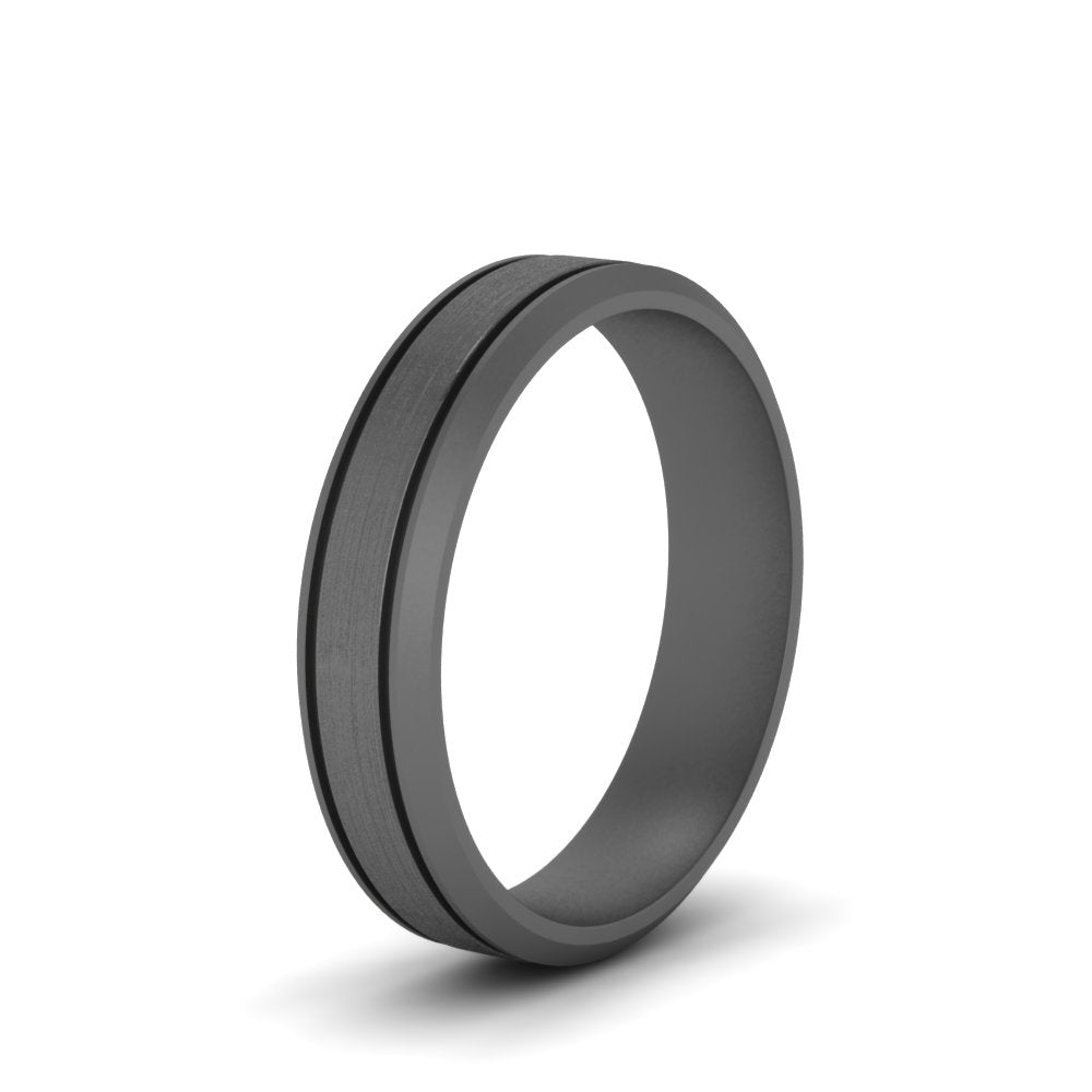Beveled Inlay Mens Wedding Band