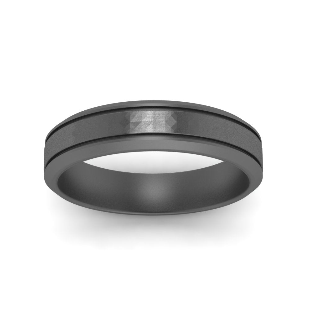 Beveled Inlay Mens Wedding Band