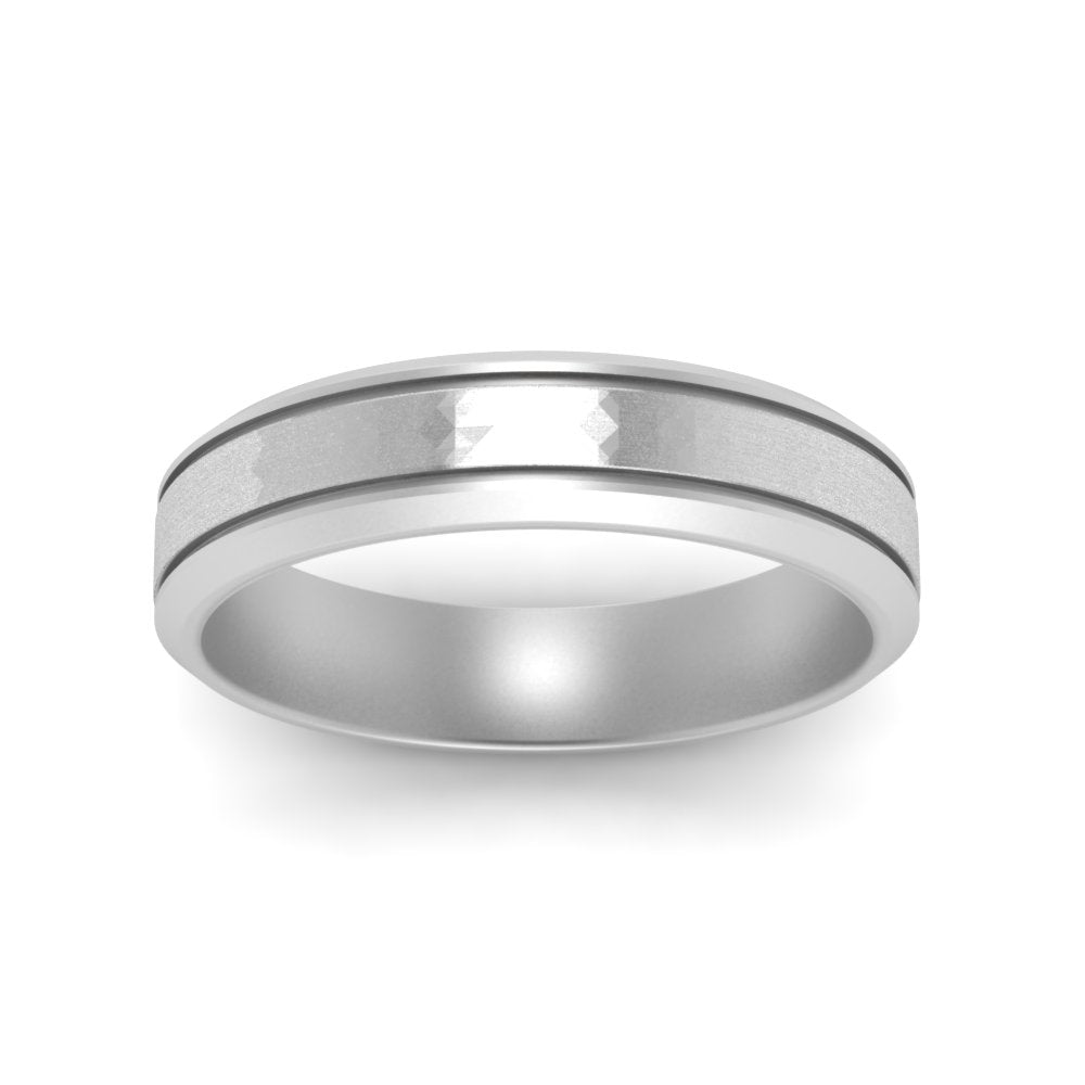 Beveled Inlay Mens Wedding Band