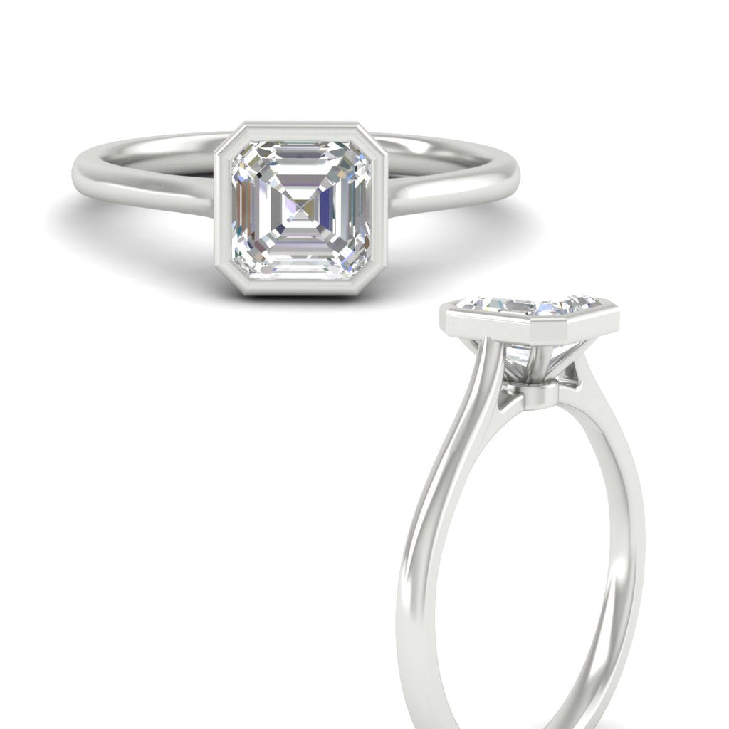 Asscher Cut Petite Bezel Solitaire Engagement Ring